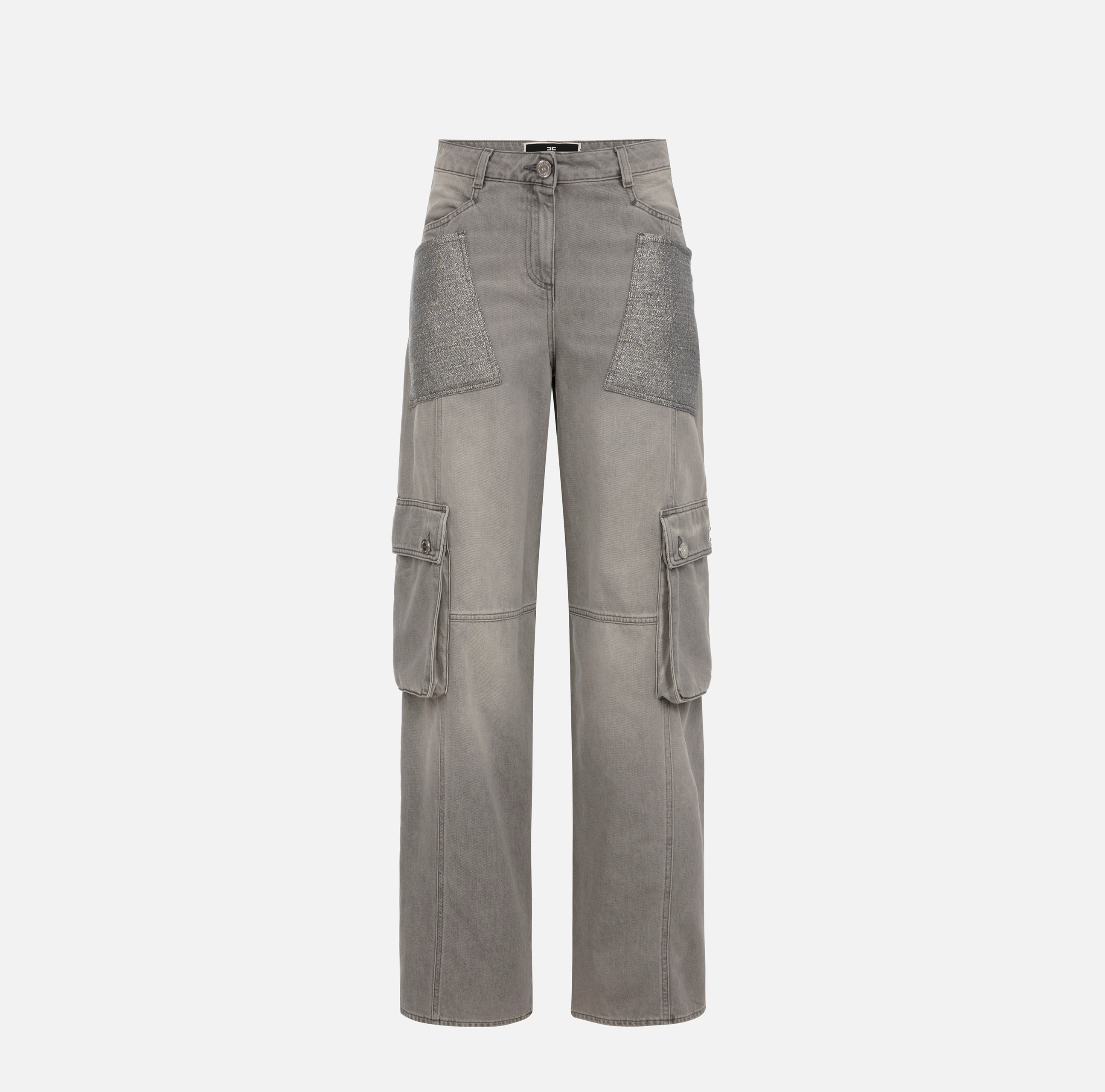 Cargo jeans with tweed pockets - ABBIGLIAMENTO - Elisabetta Franchi