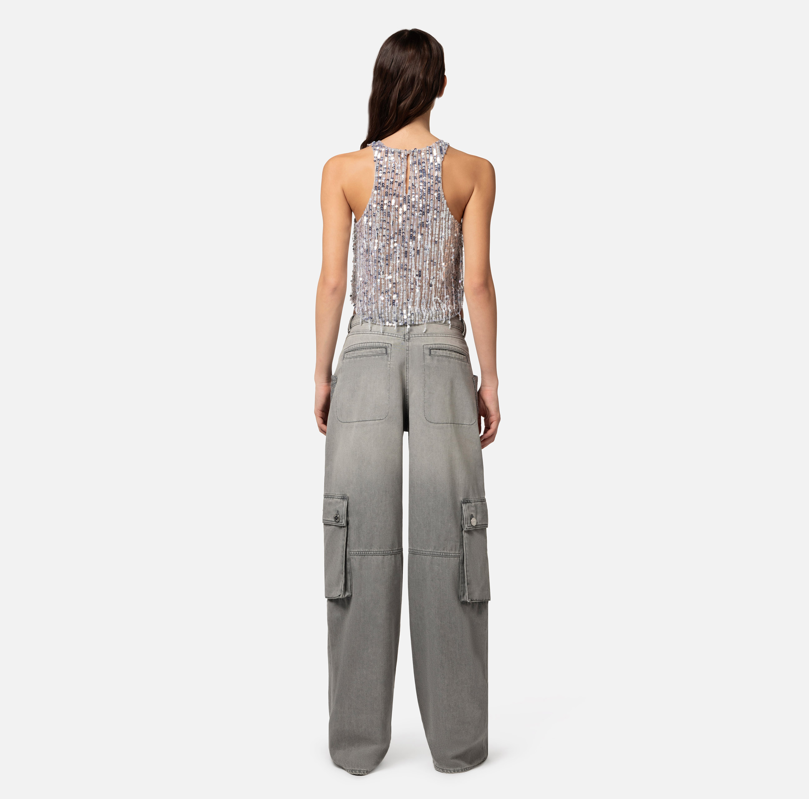 Jeans cargo con tasche in tweed - Elisabetta Franchi