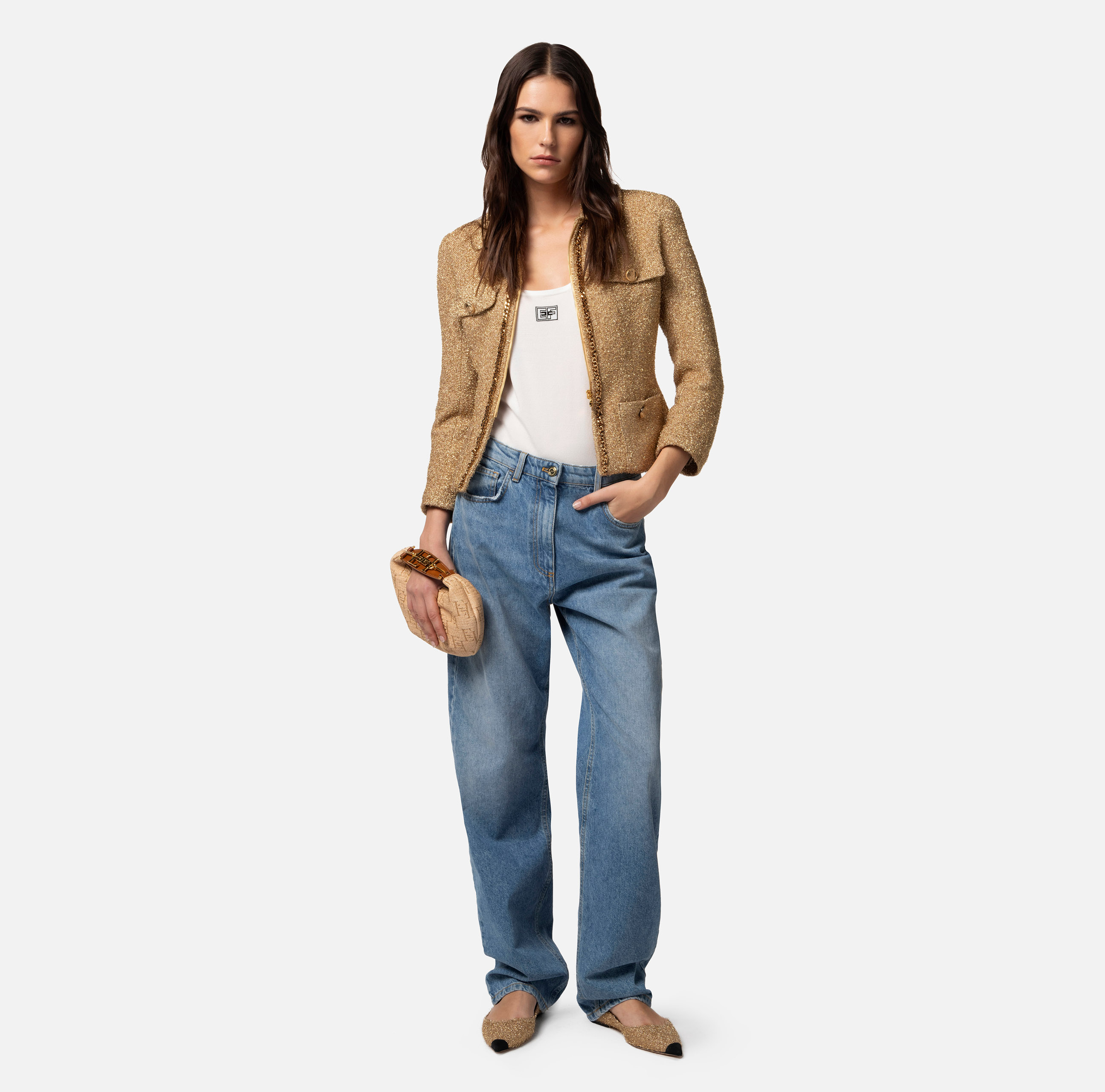 Straight leg jeans with embroidery - Elisabetta Franchi