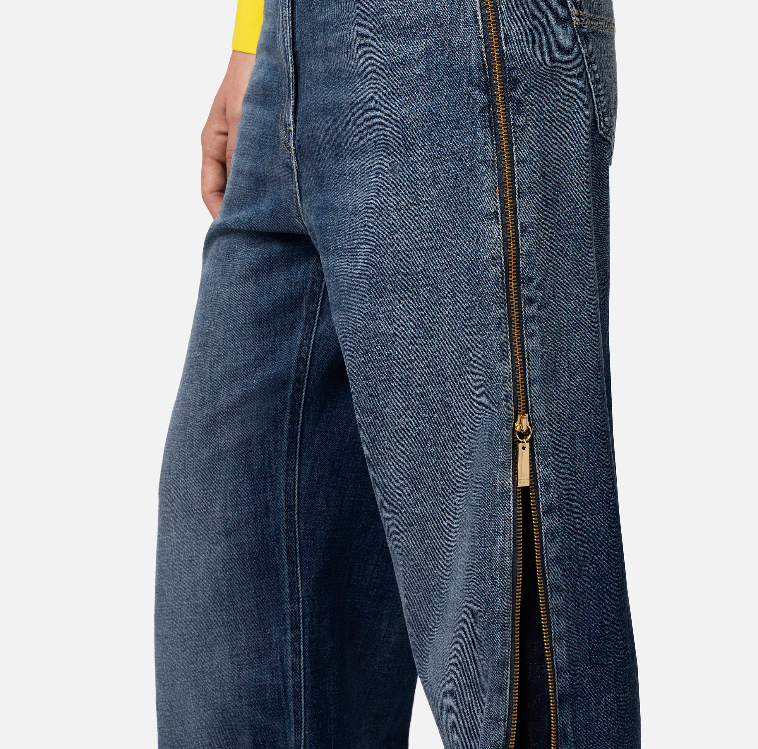 Palazzo jeans with maxi zip - Elisabetta Franchi
