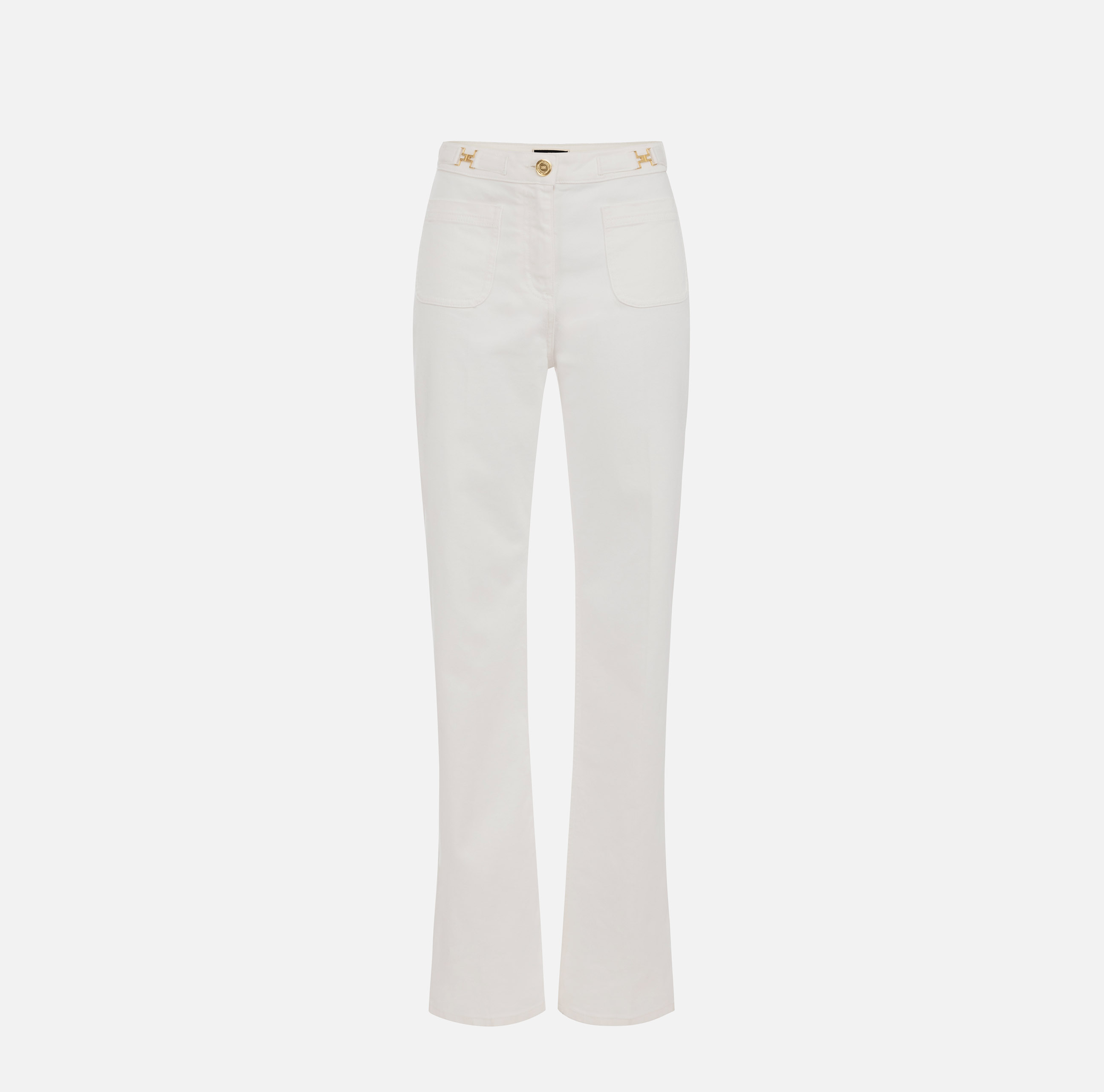 Jeansy z prostymi nogawkami z naszywanymi kieszeniami - ABBIGLIAMENTO - Elisabetta Franchi