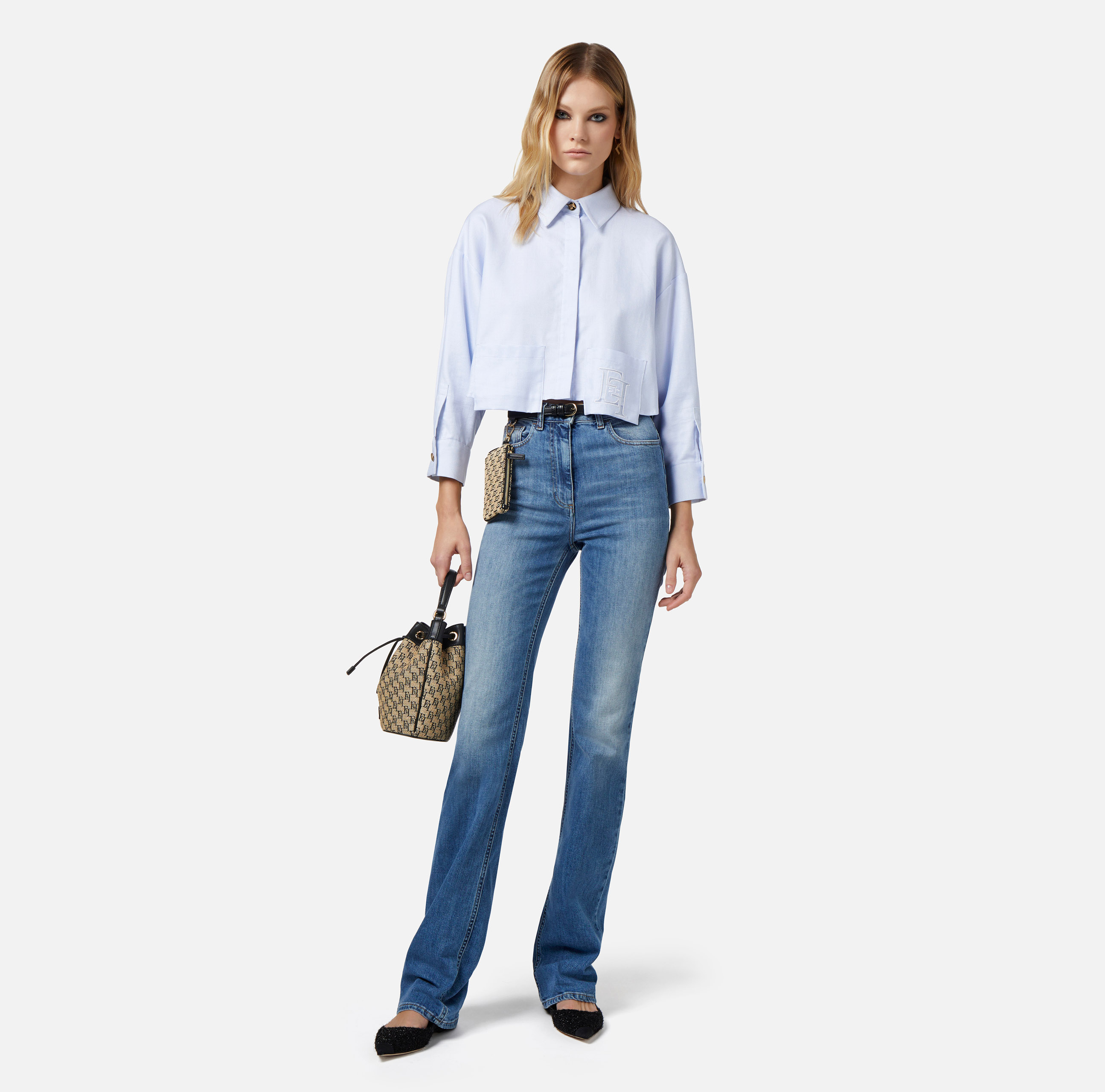 Boot-cut jeans with embroidery - Elisabetta Franchi