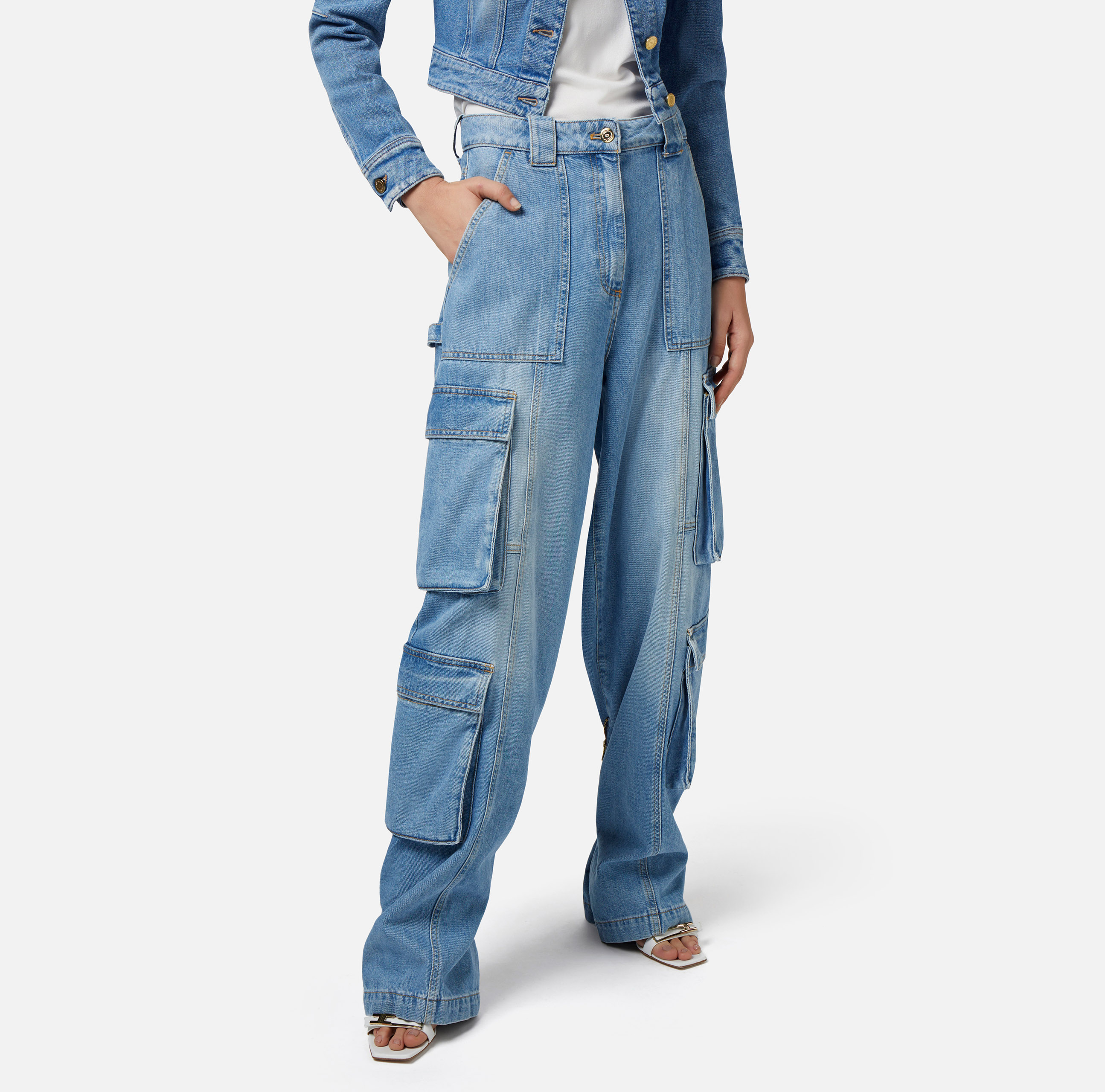 Jeans cargo con zip posteriore - Elisabetta Franchi