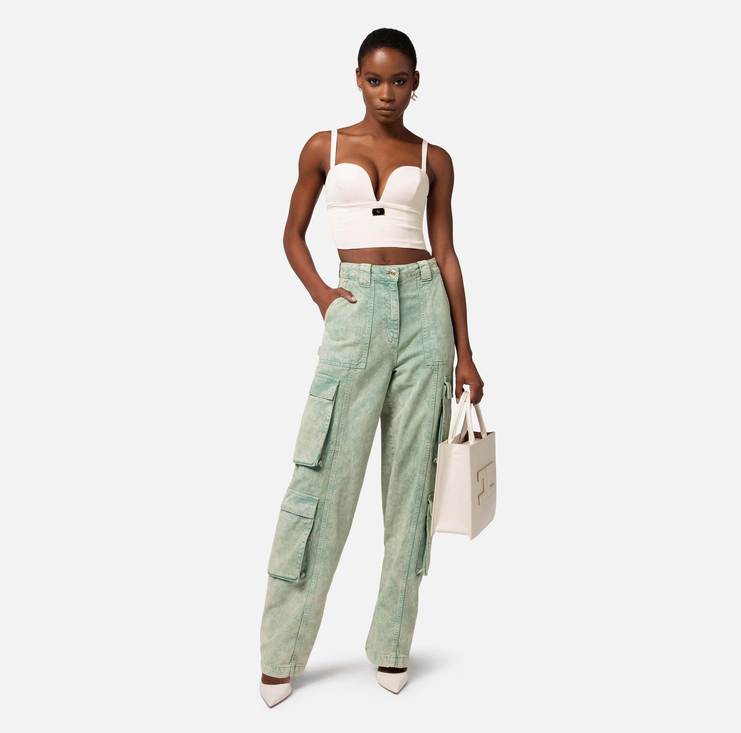 Coloured cargo jeans with back zip - Elisabetta Franchi