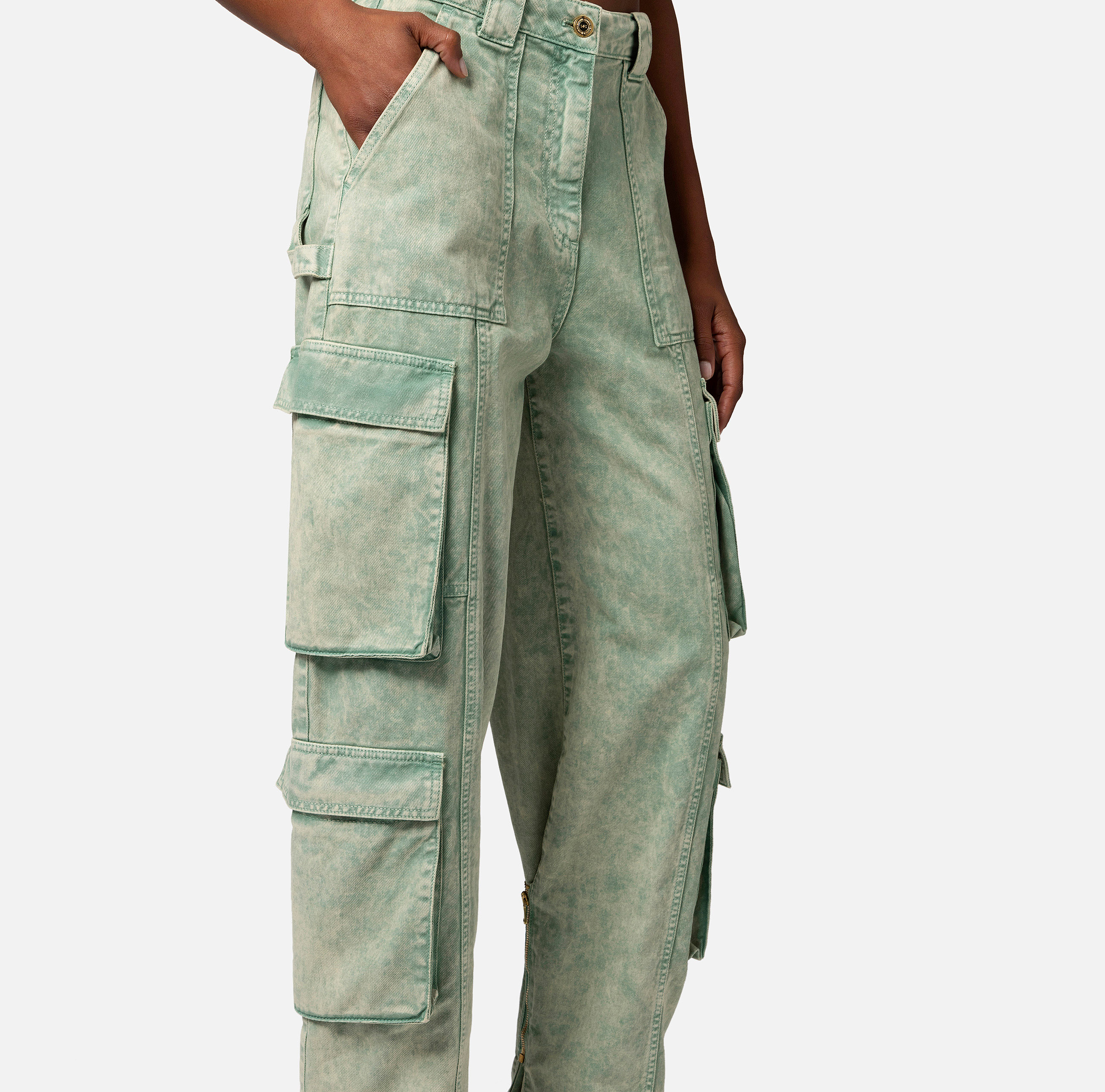 Jeans cargo colorato con zip posteriore - Elisabetta Franchi