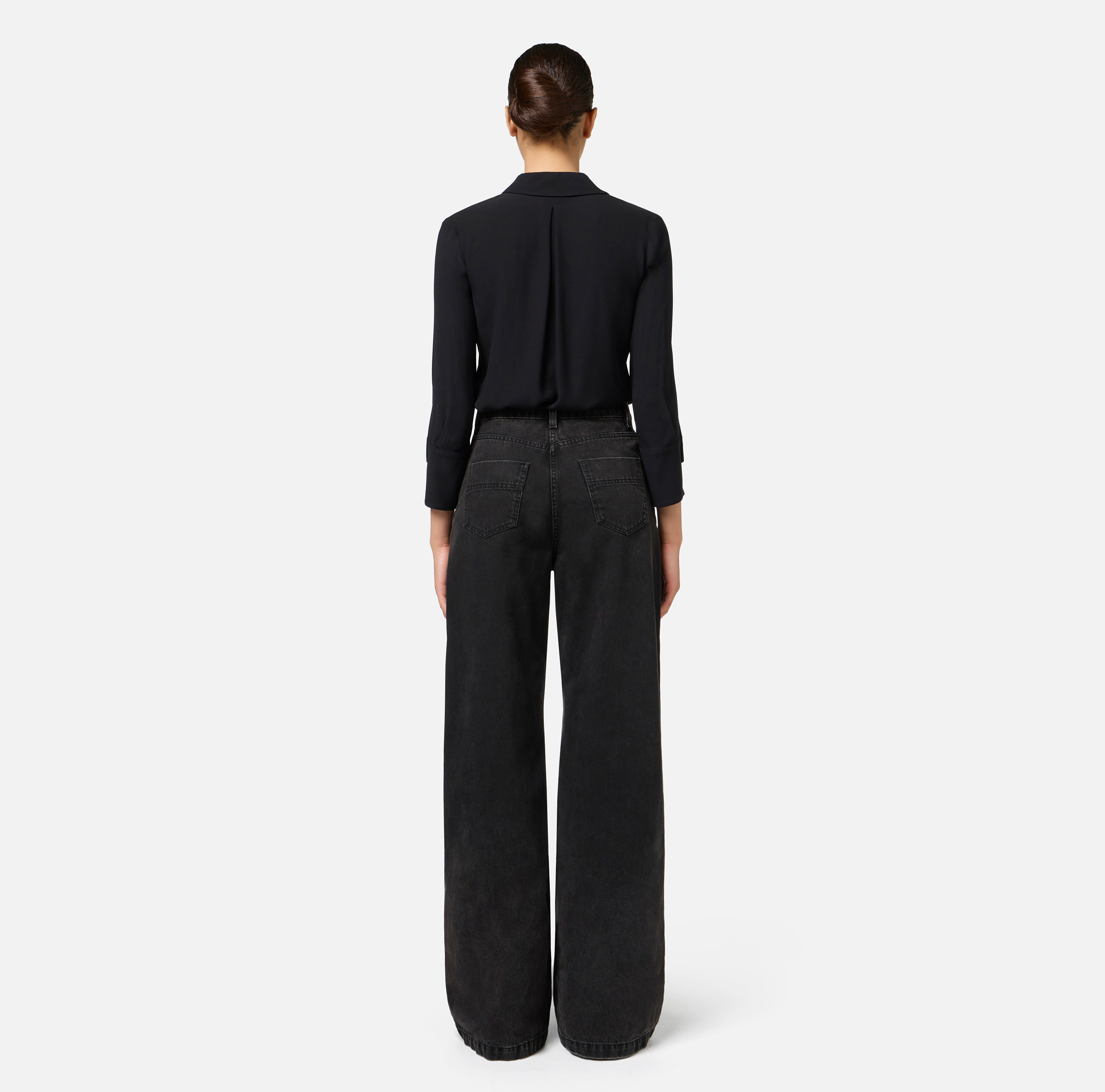 Wide leg cotton jeans with zip - Elisabetta Franchi