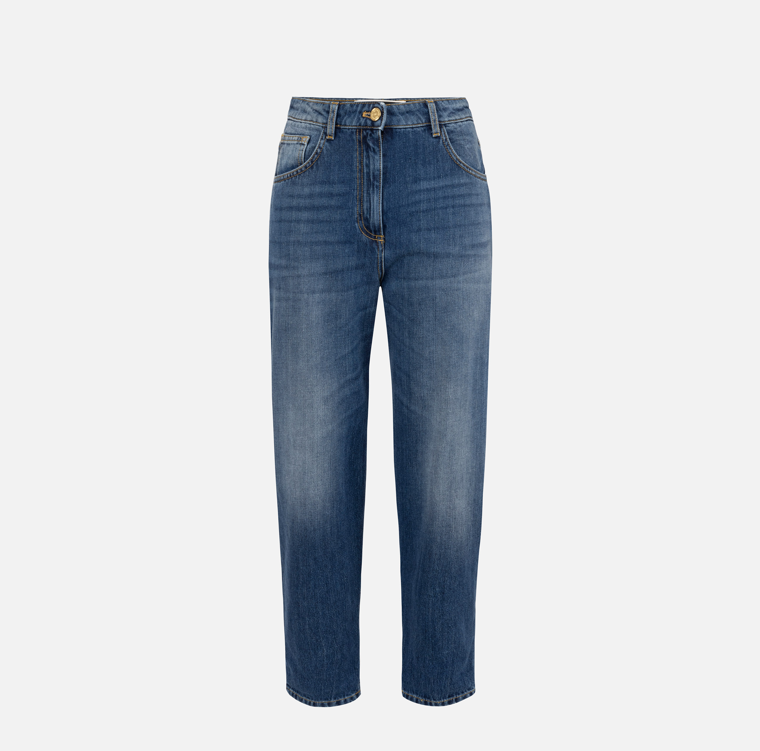 Jeans boyfriend in cotone stretch con risvolto - Elisabetta Franchi