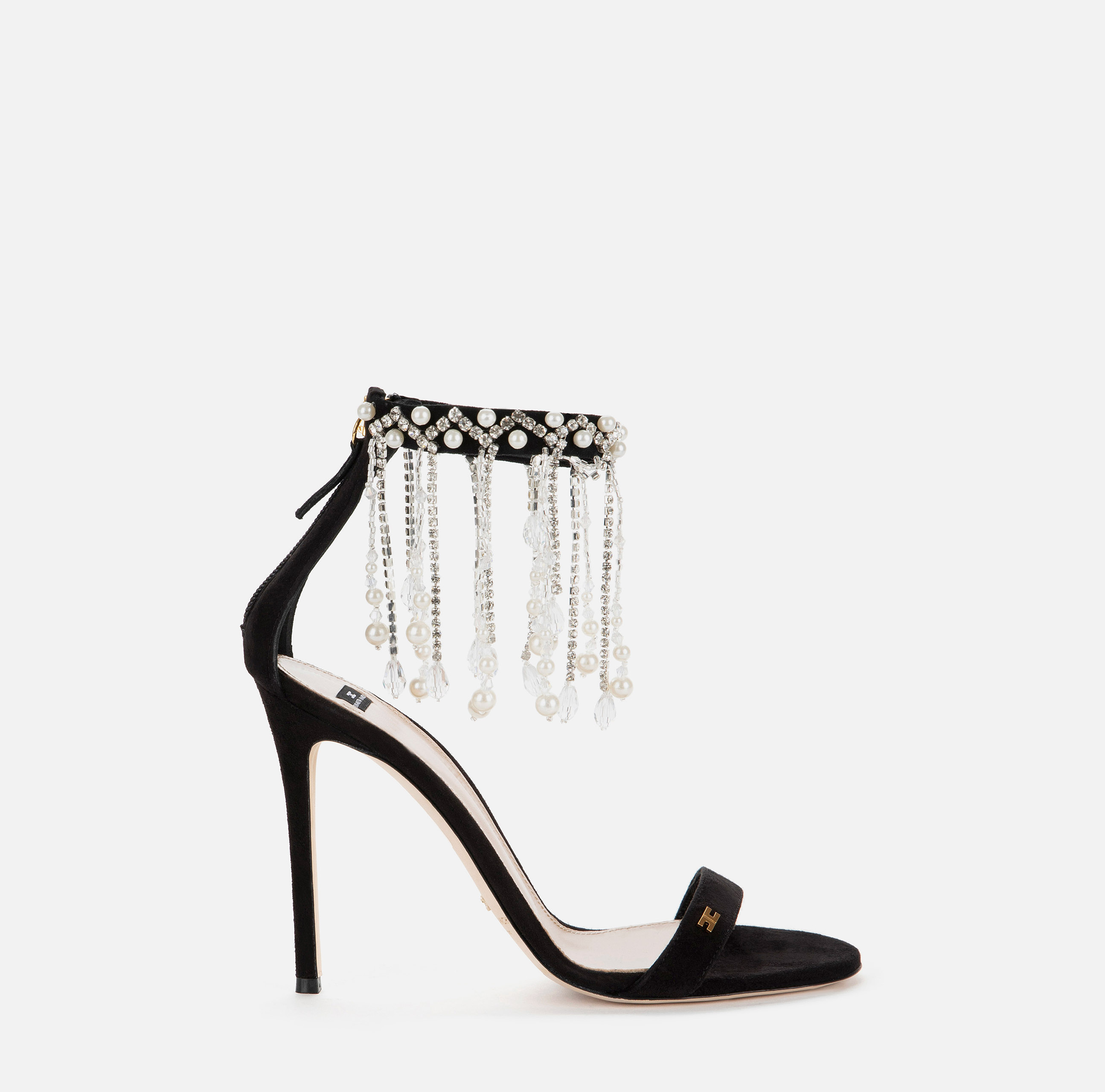 Sandale mit Kette, besetzt mit Strass und Perlen - SCARPE - Elisabetta Franchi