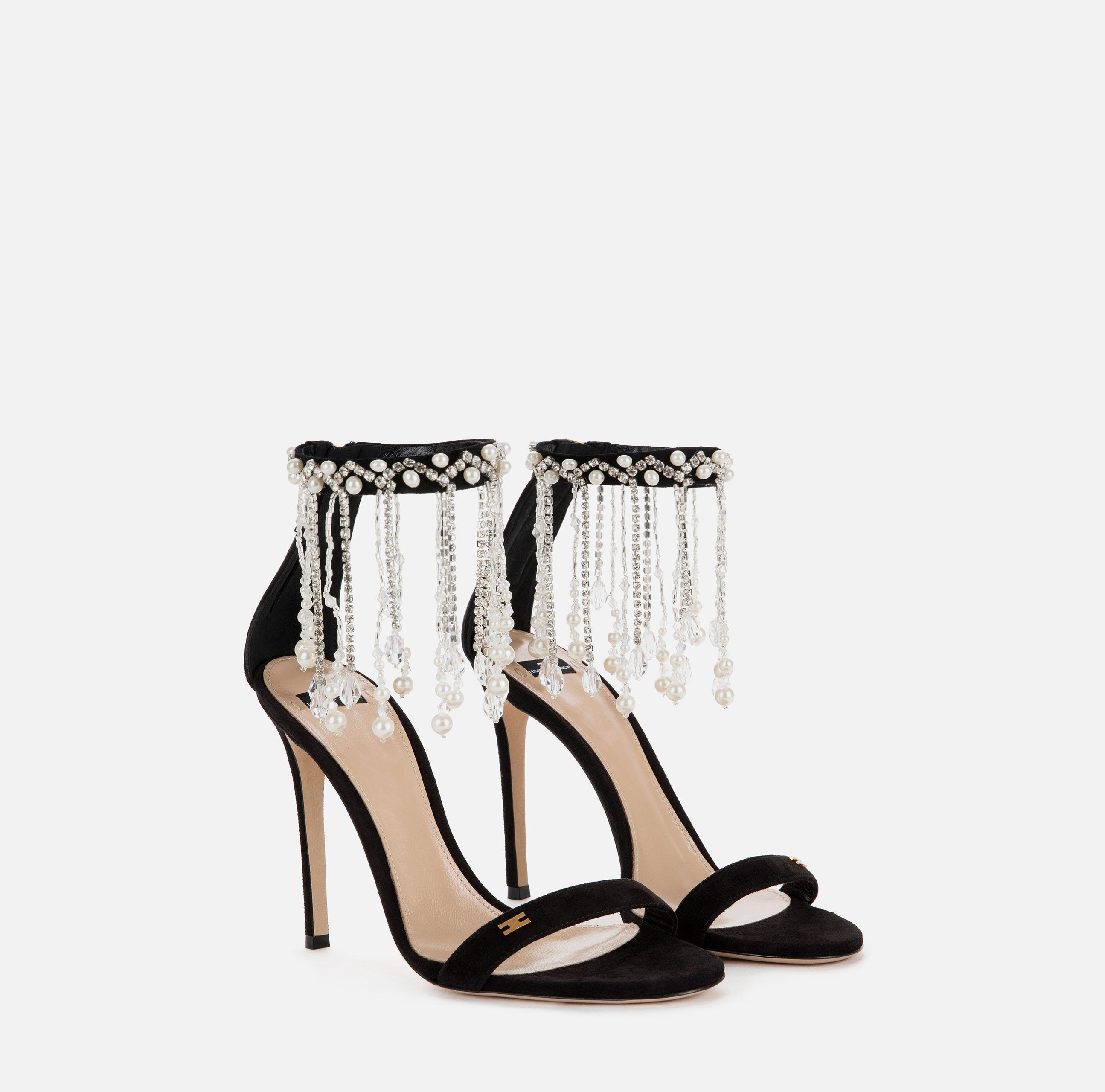 Sandal with rhinestone and pearl chain - Elisabetta Franchi
