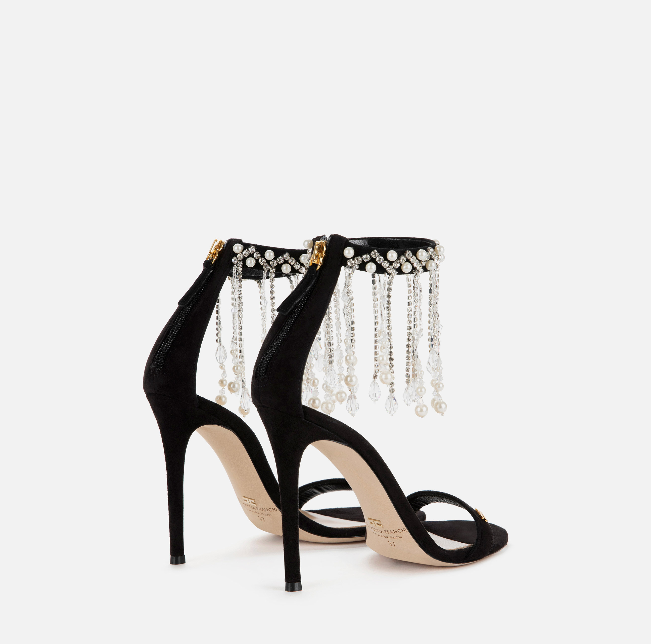 Sandal with rhinestone and pearl chain - Elisabetta Franchi