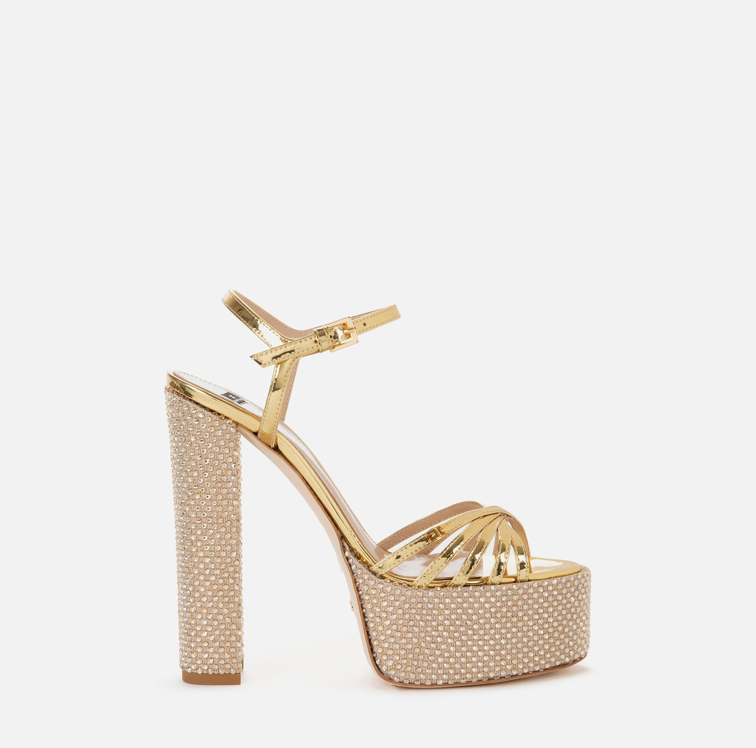 Platform sandal in metallic fabric - SCARPE - Elisabetta Franchi