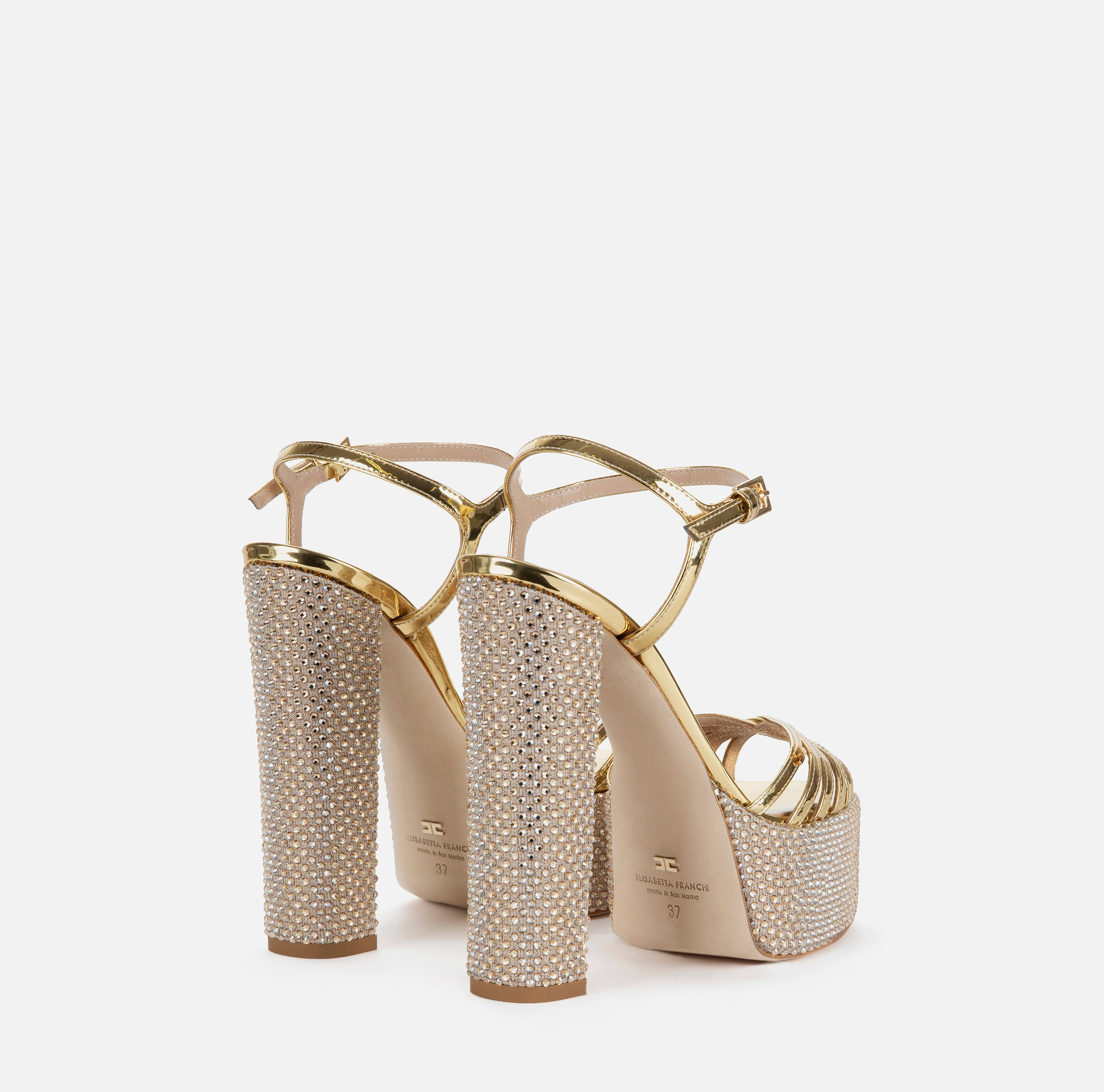 Sandales à plateforme en tissu métallisé - Elisabetta Franchi