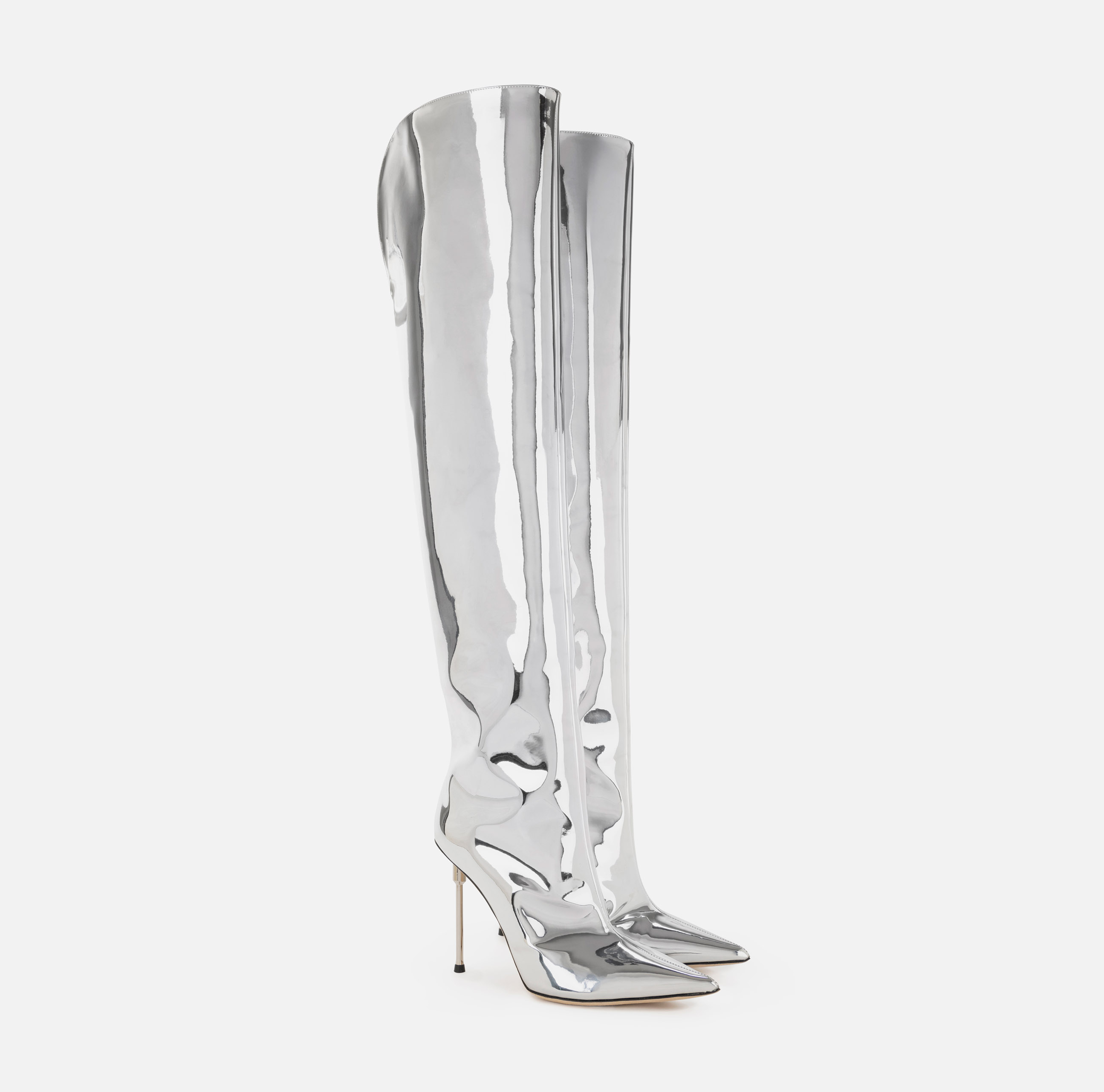 Overknee boots van stof met spiegeleffect - Elisabetta Franchi