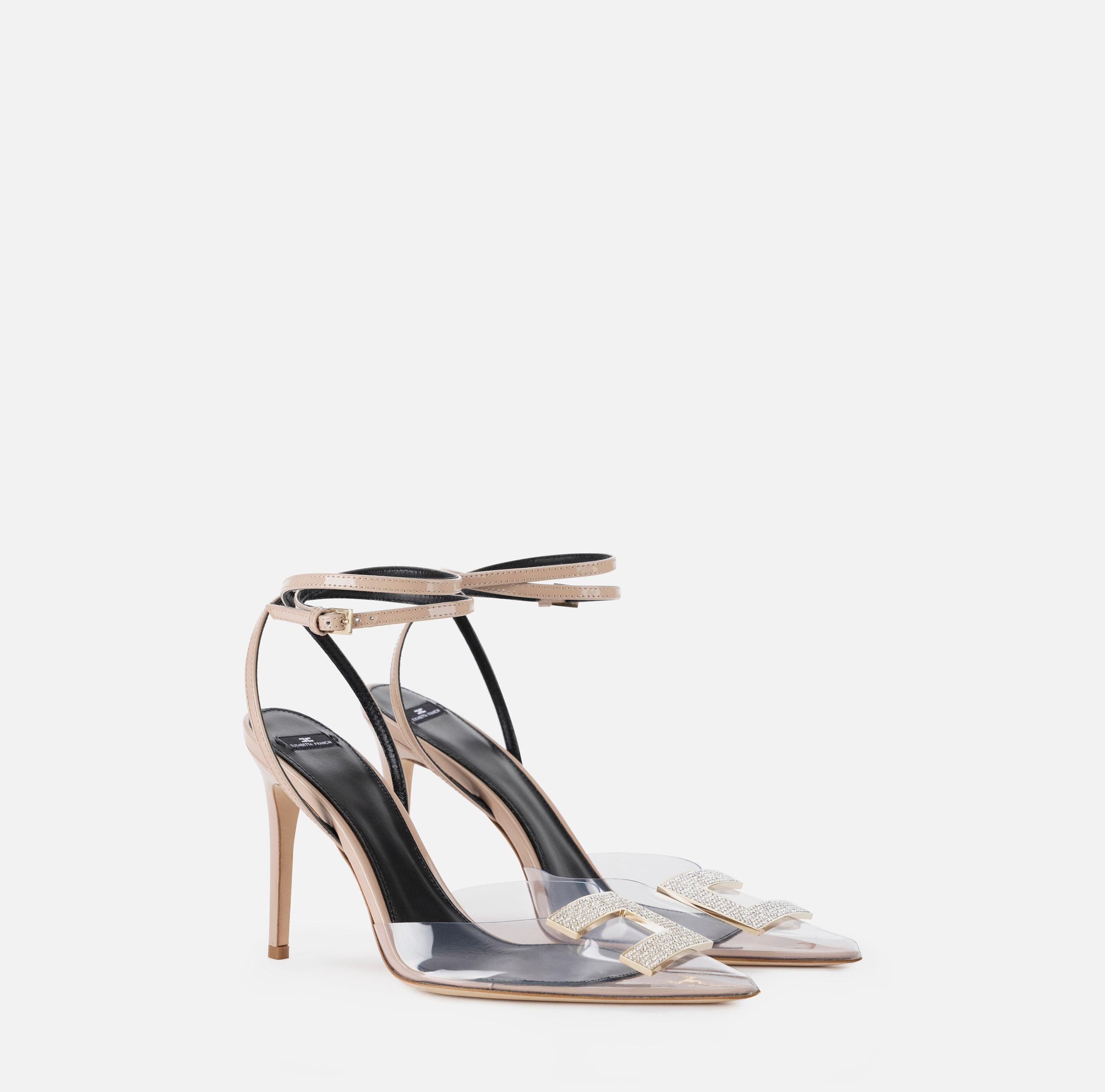 Zapatos destalonados de charol y PVC con logotipo de estrás - Elisabetta Franchi