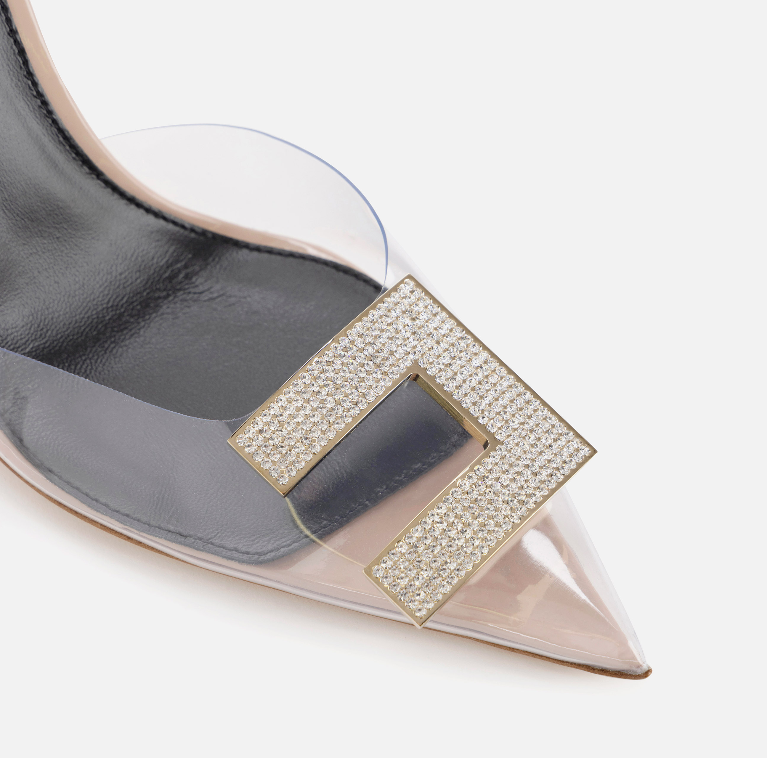 Туфли-слингбэки из лаковой кожи и ПВХ с логотипом из стразов - Elisabetta Franchi