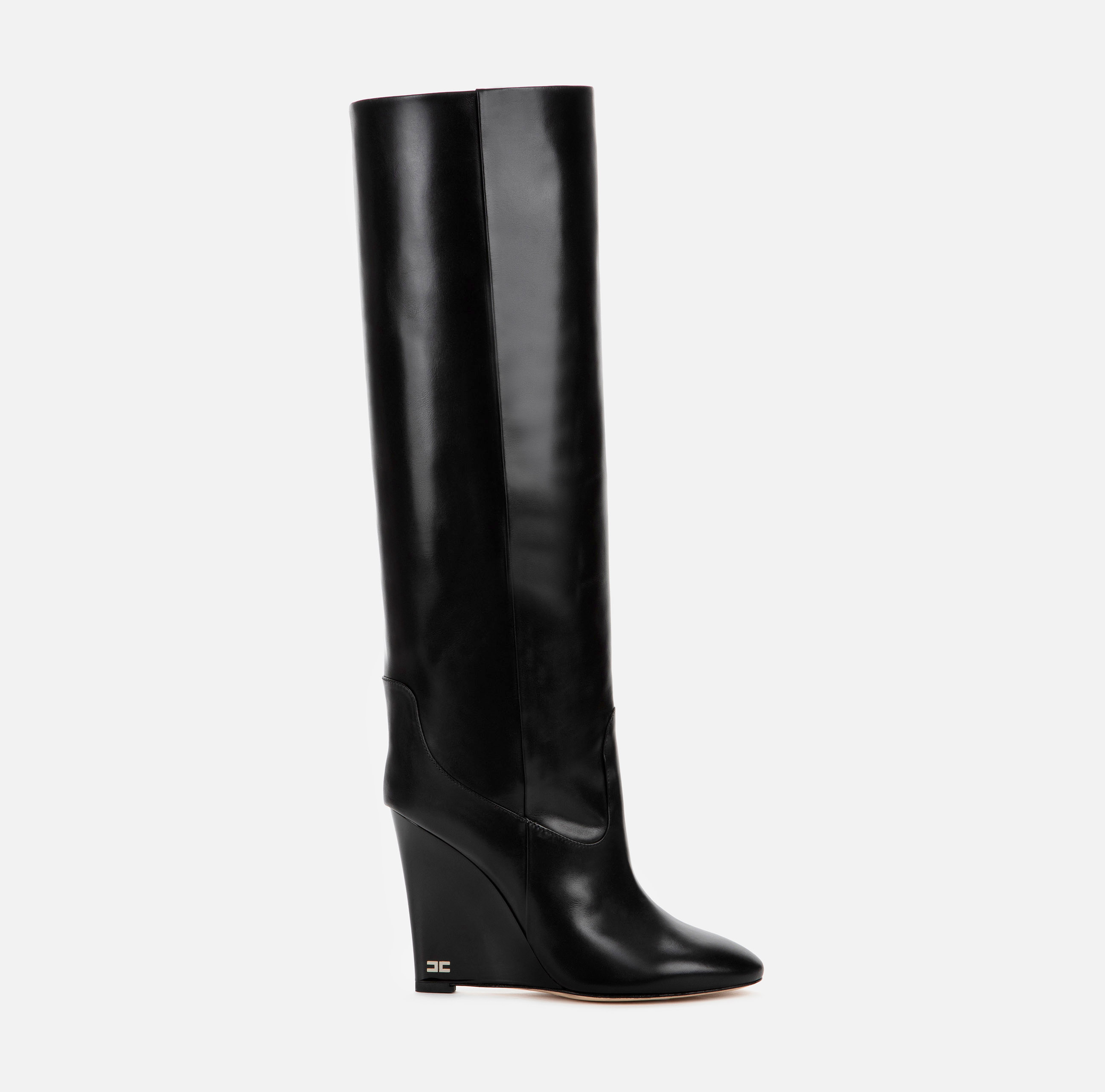 Tube boot with lacquered wedge - SCARPE - Elisabetta Franchi