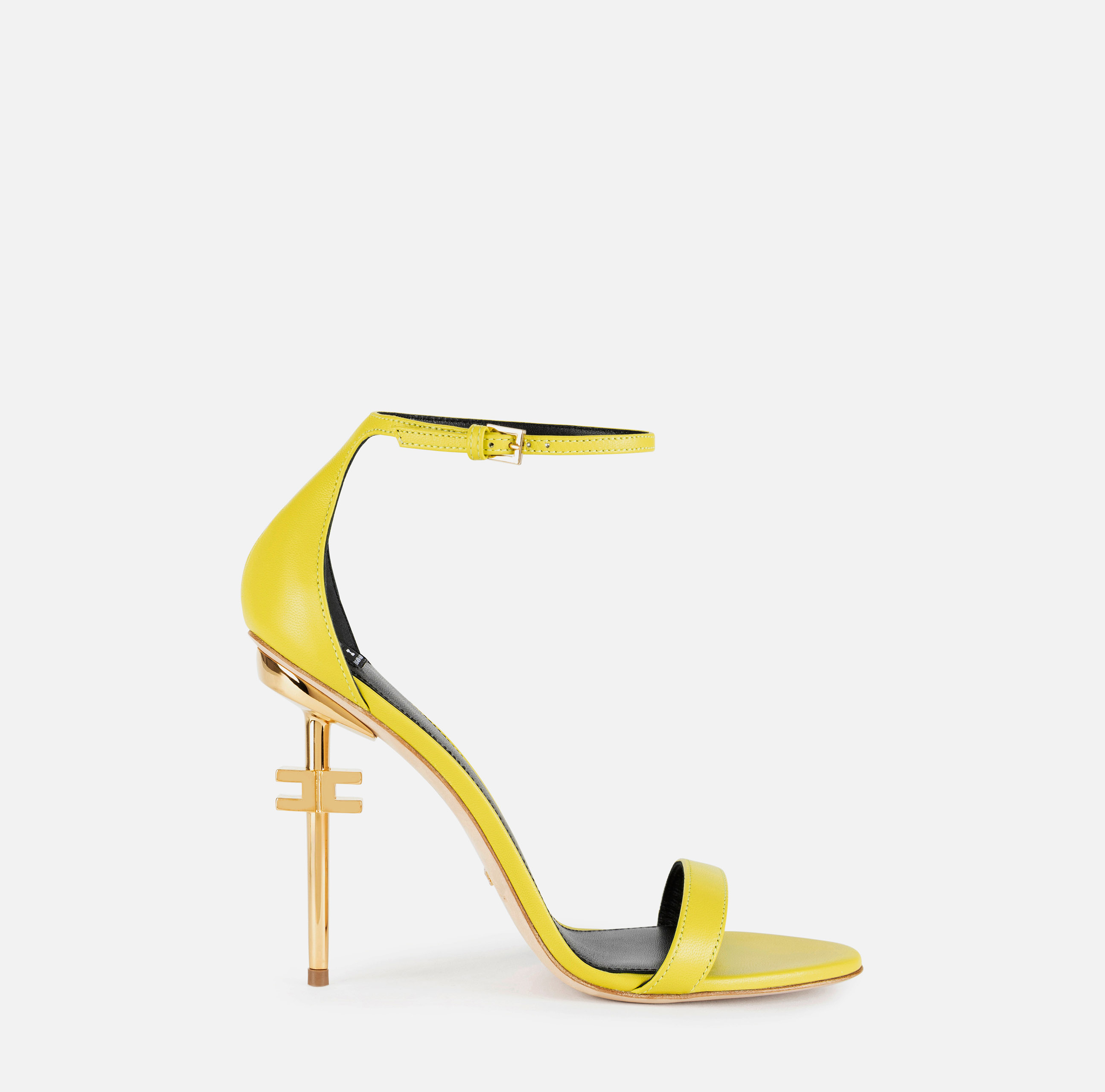 Leather sandals with logo heel - SCARPE - Elisabetta Franchi