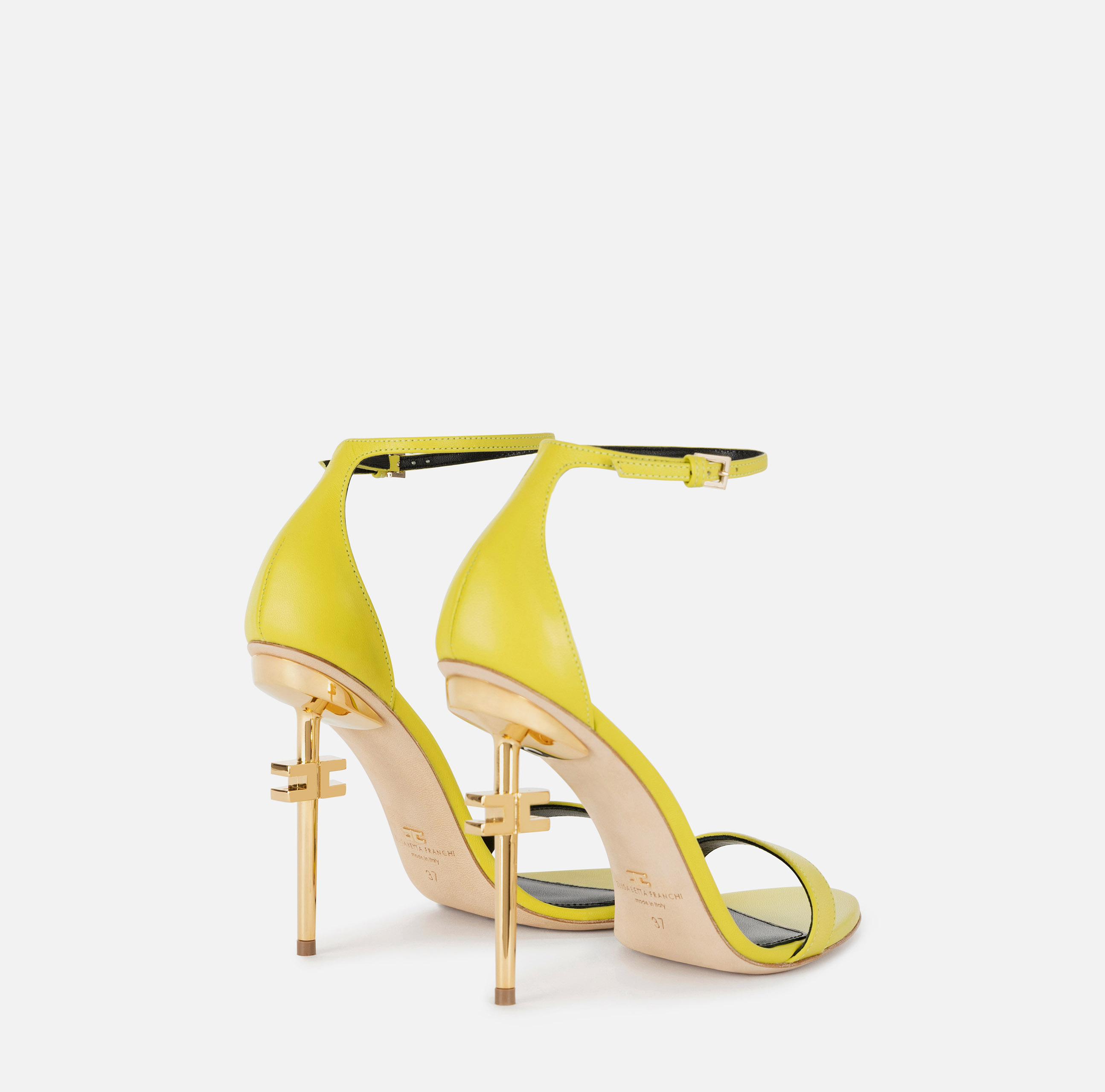 Leather sandals with logo heel - Elisabetta Franchi
