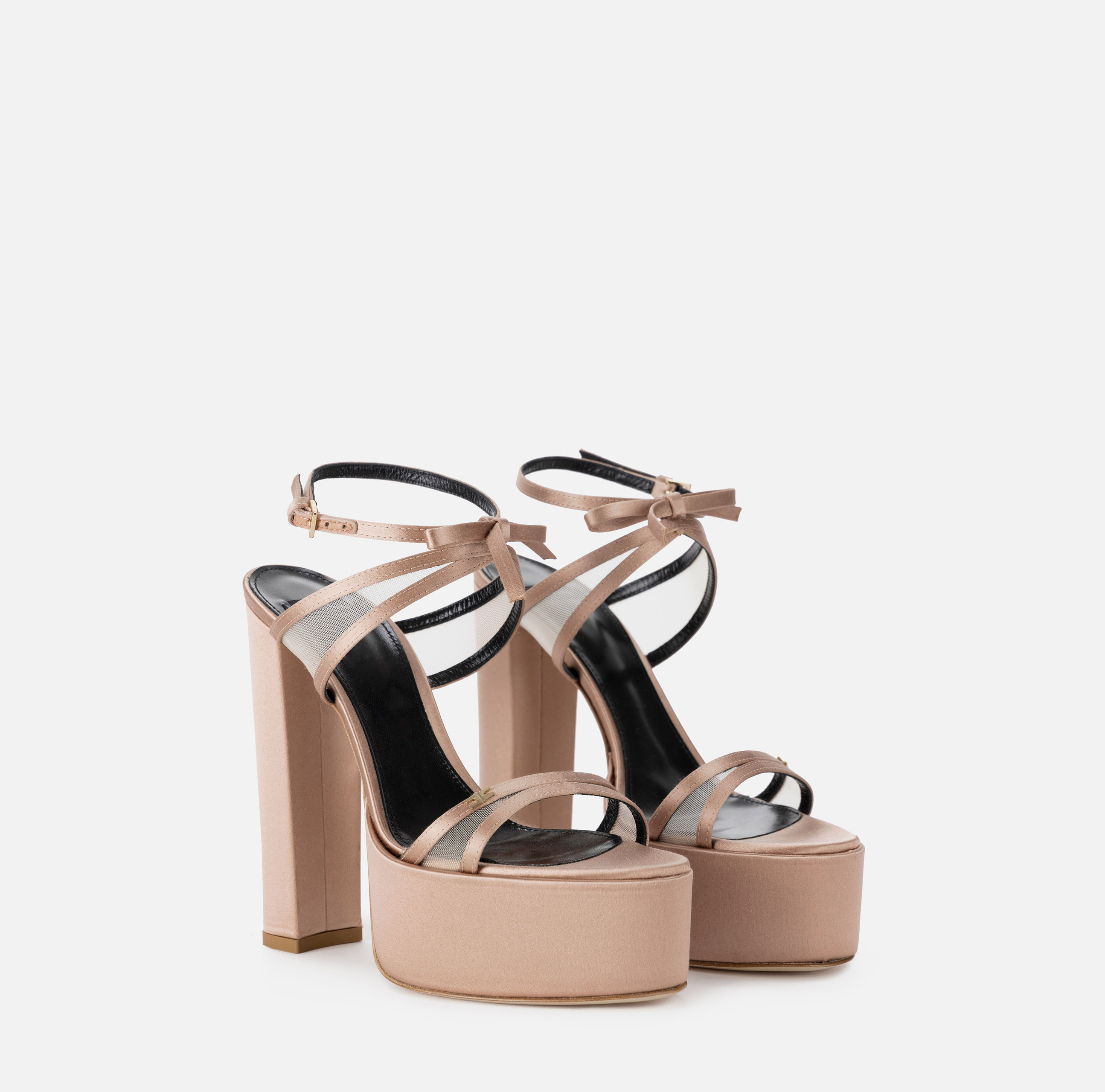 Satin platform sandals with bow - Elisabetta Franchi