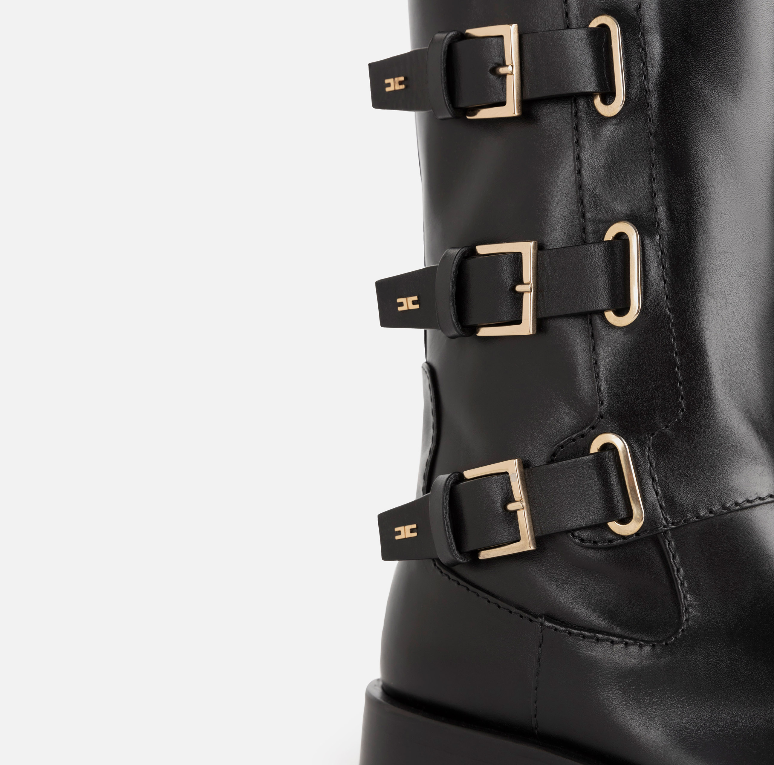 Leather biker boots with buckles - Elisabetta Franchi