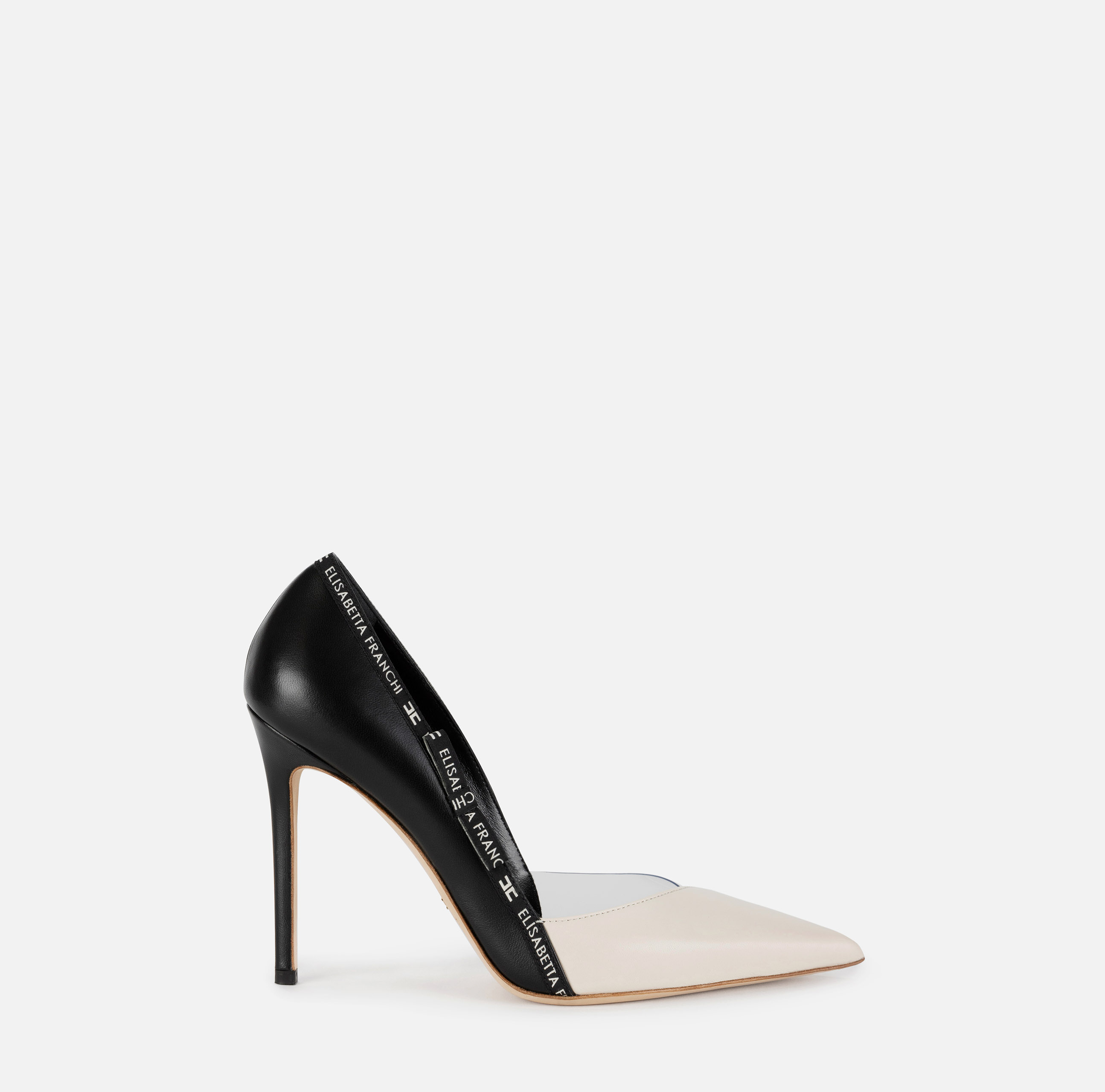 Leather pumps with logoed ribbon - Elisabetta Franchi