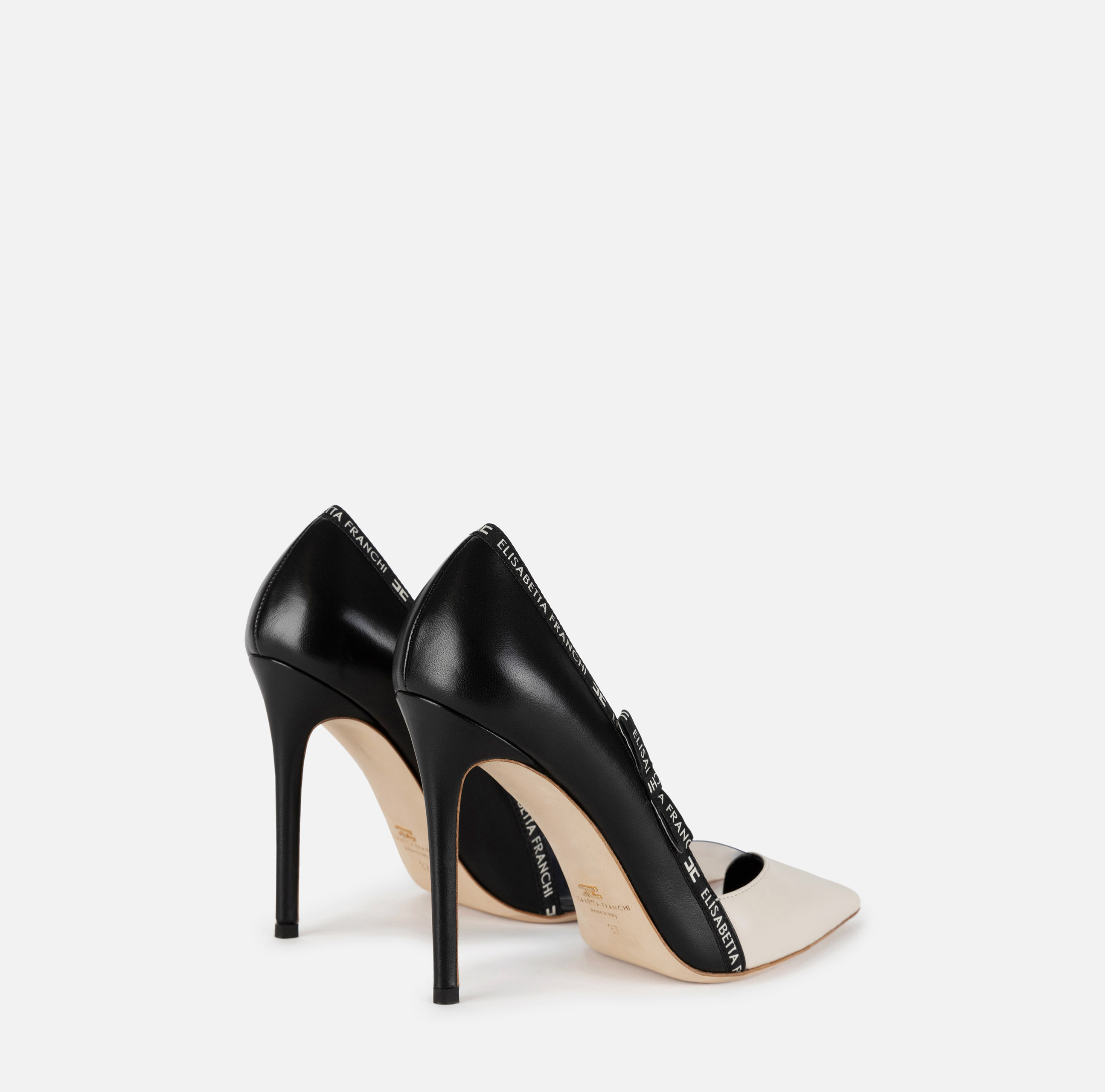 Leather pumps with logoed ribbon - Elisabetta Franchi