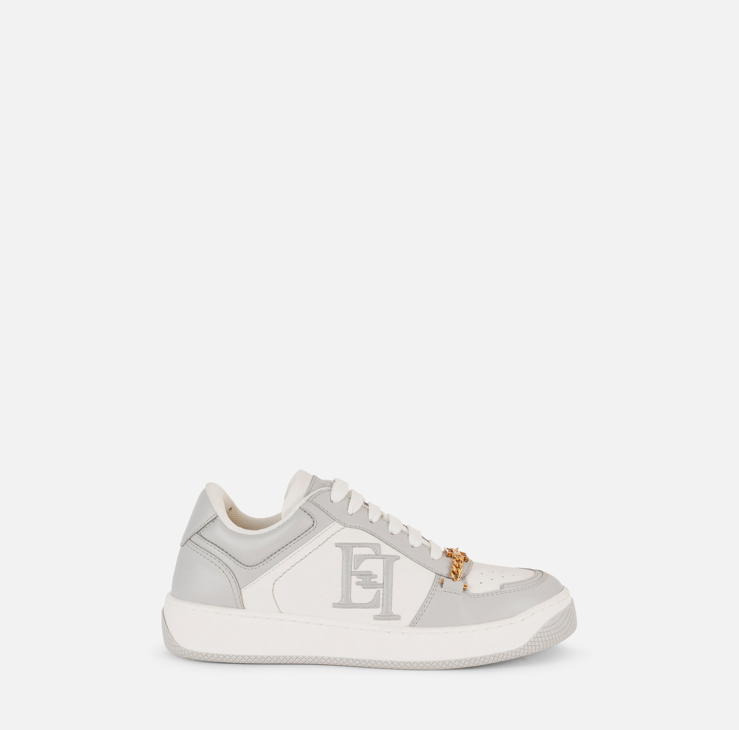Leather sneakers with embroidered logo - SCARPE - Elisabetta Franchi