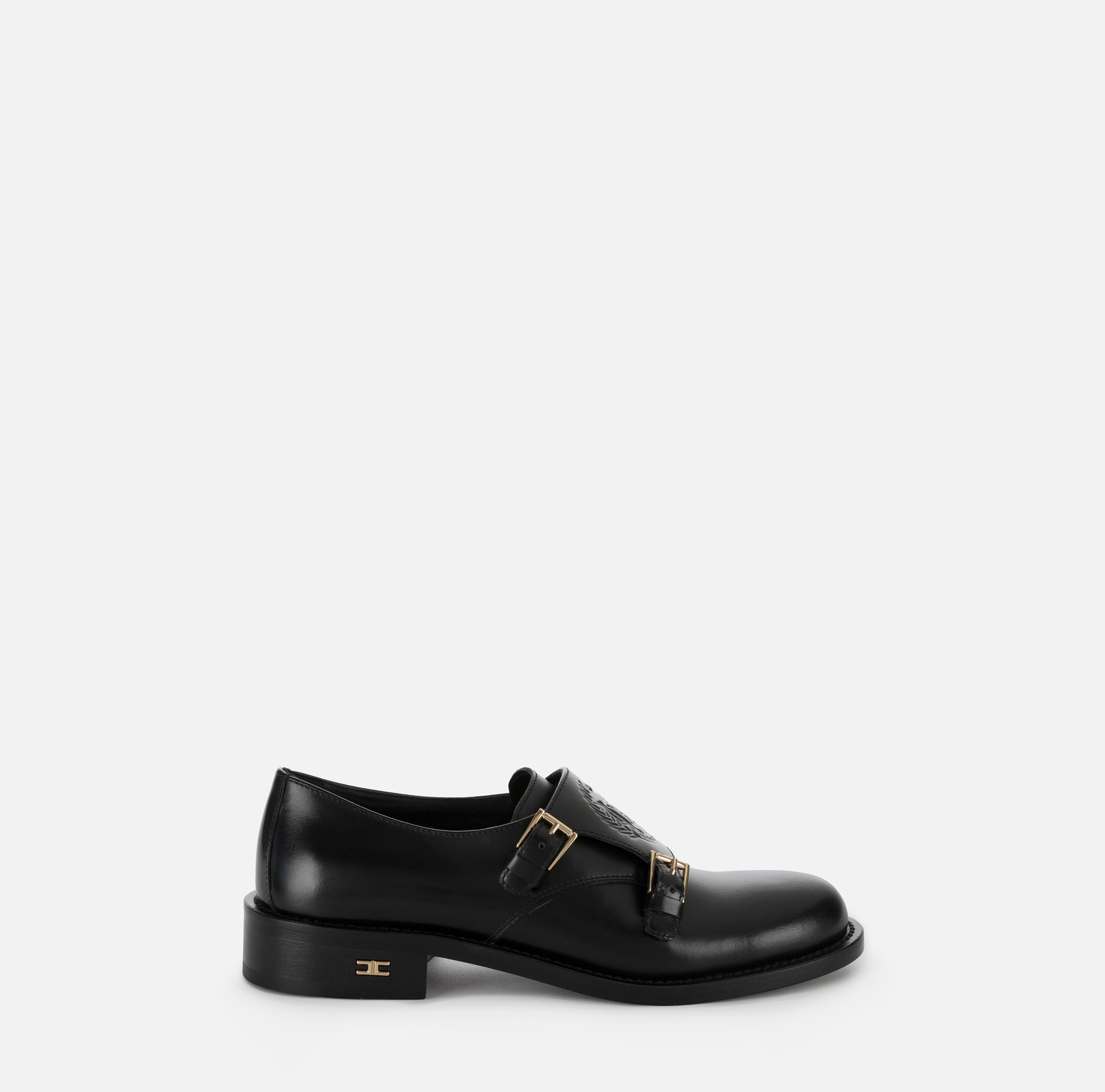 Calfskin leather Derby shoes with flap - Elisabetta Franchi