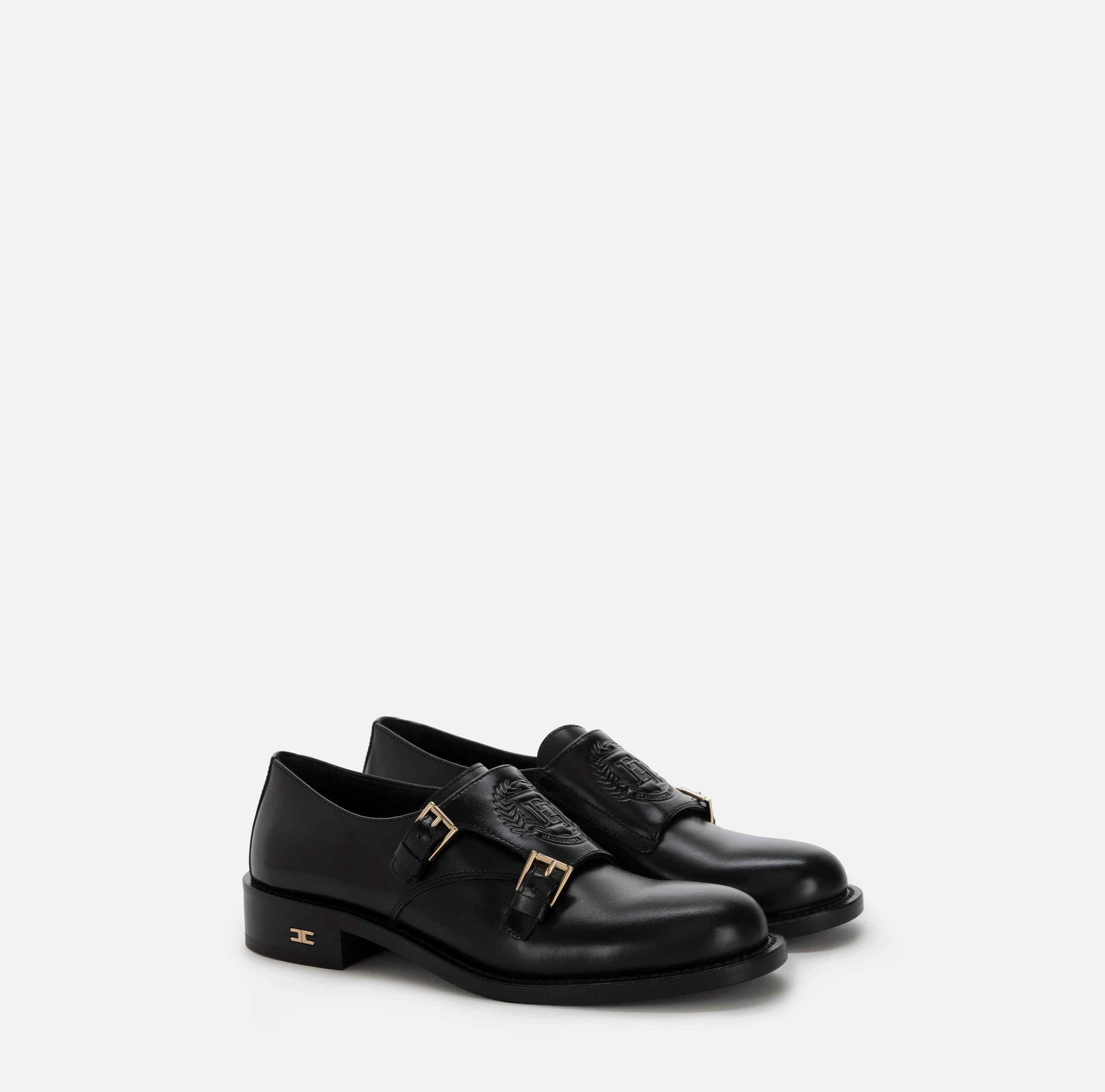 Calfskin leather Derby shoes with flap - Elisabetta Franchi