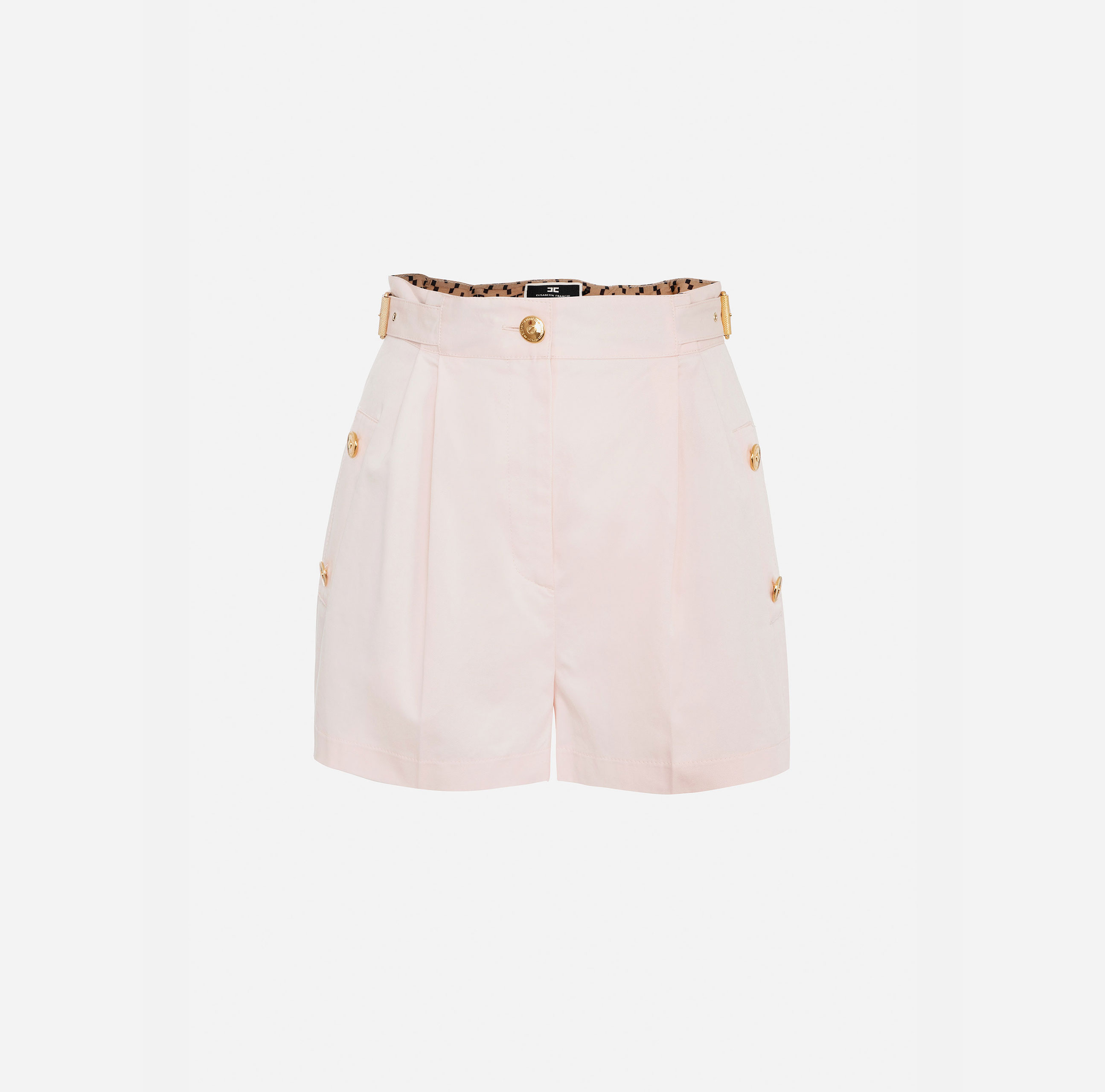Shorts with waistband and two golden metal buckles - Elisabetta Franchi