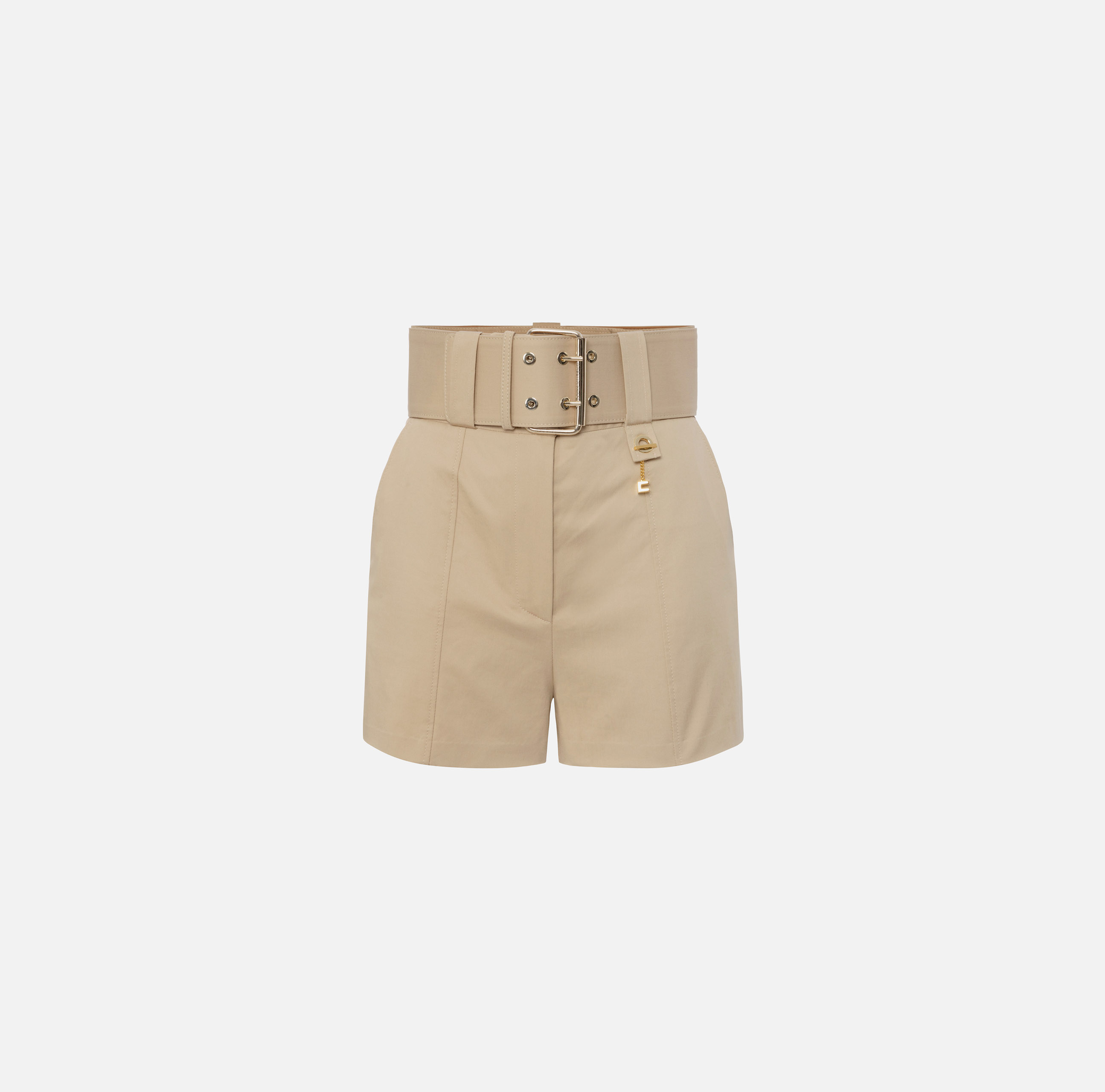 Cotton stretch shorts with belt - Elisabetta Franchi
