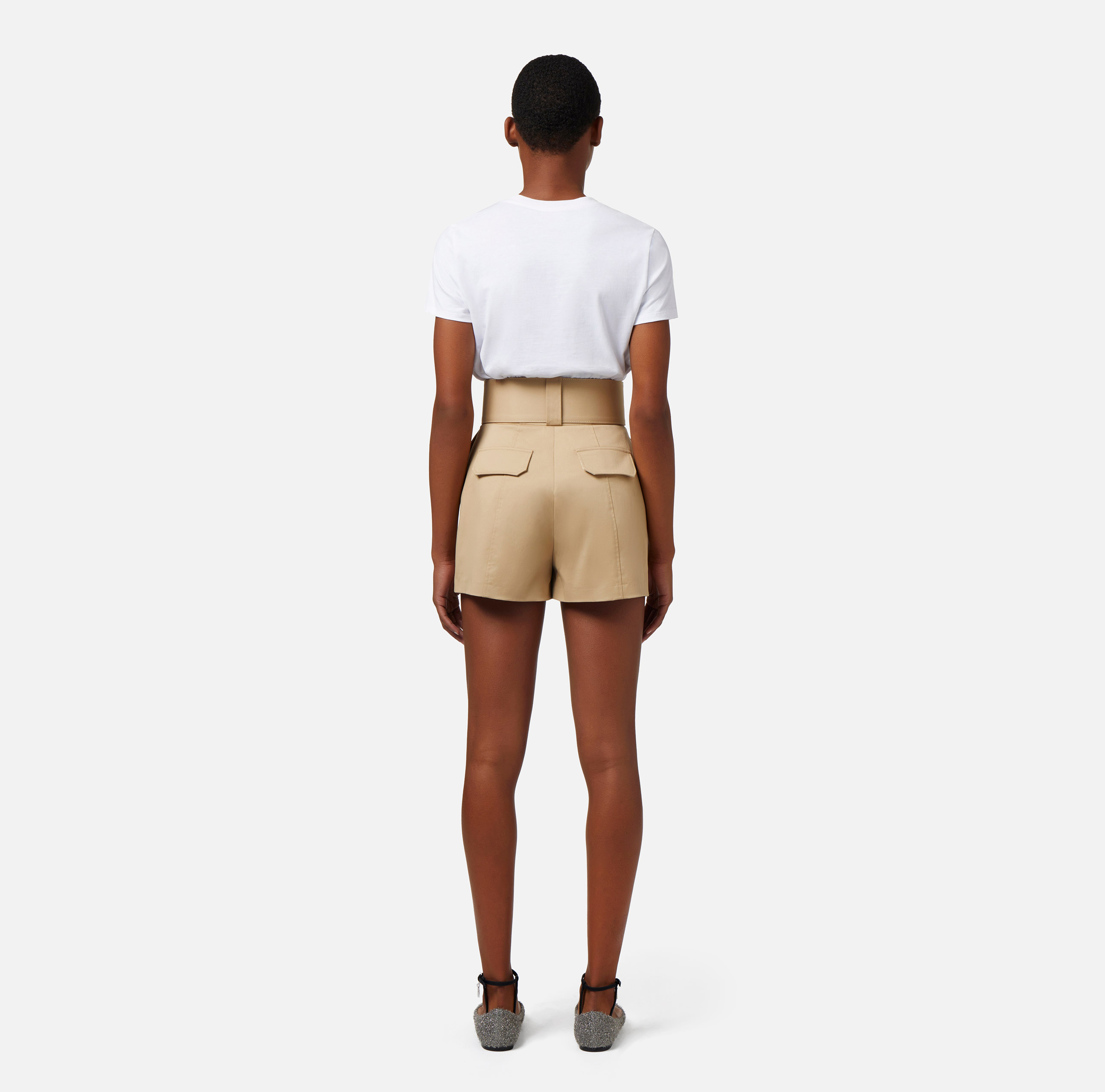 Shorts de algodón elástico con cinturón - Elisabetta Franchi