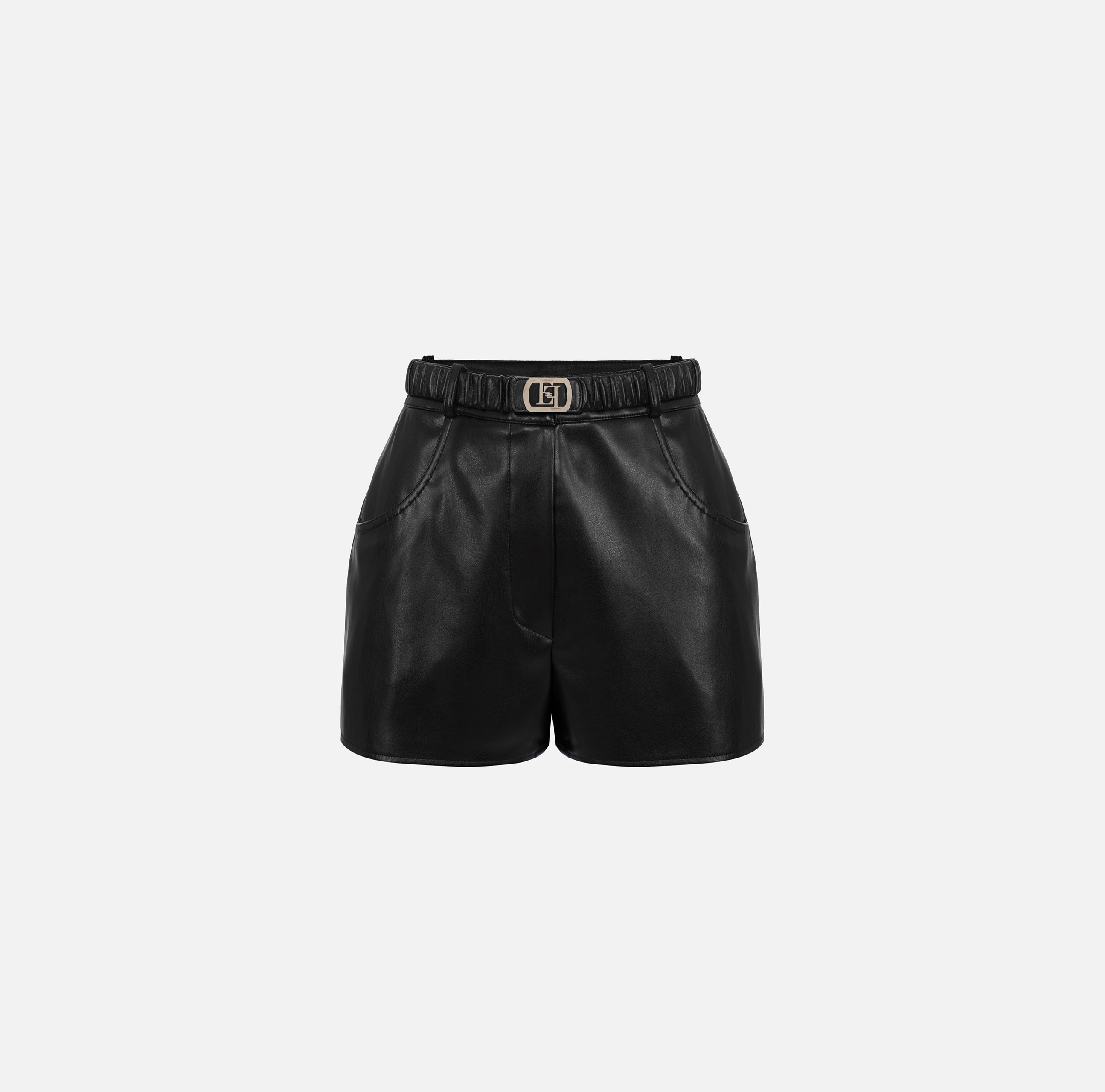 Shorts in synthetic material with belt - ABBIGLIAMENTO - Elisabetta Franchi