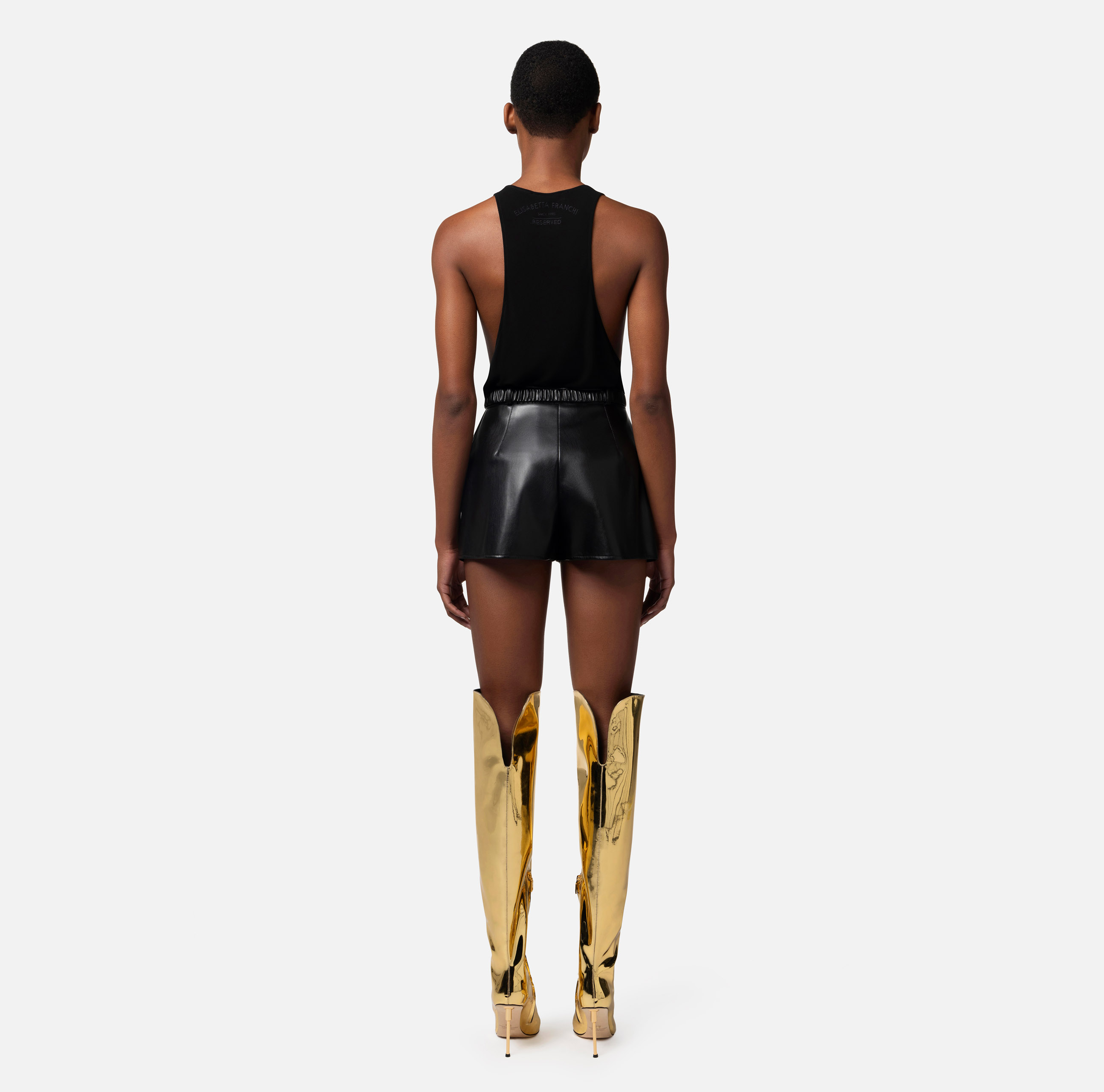 Shorts de material sintético con cinturón - Elisabetta Franchi