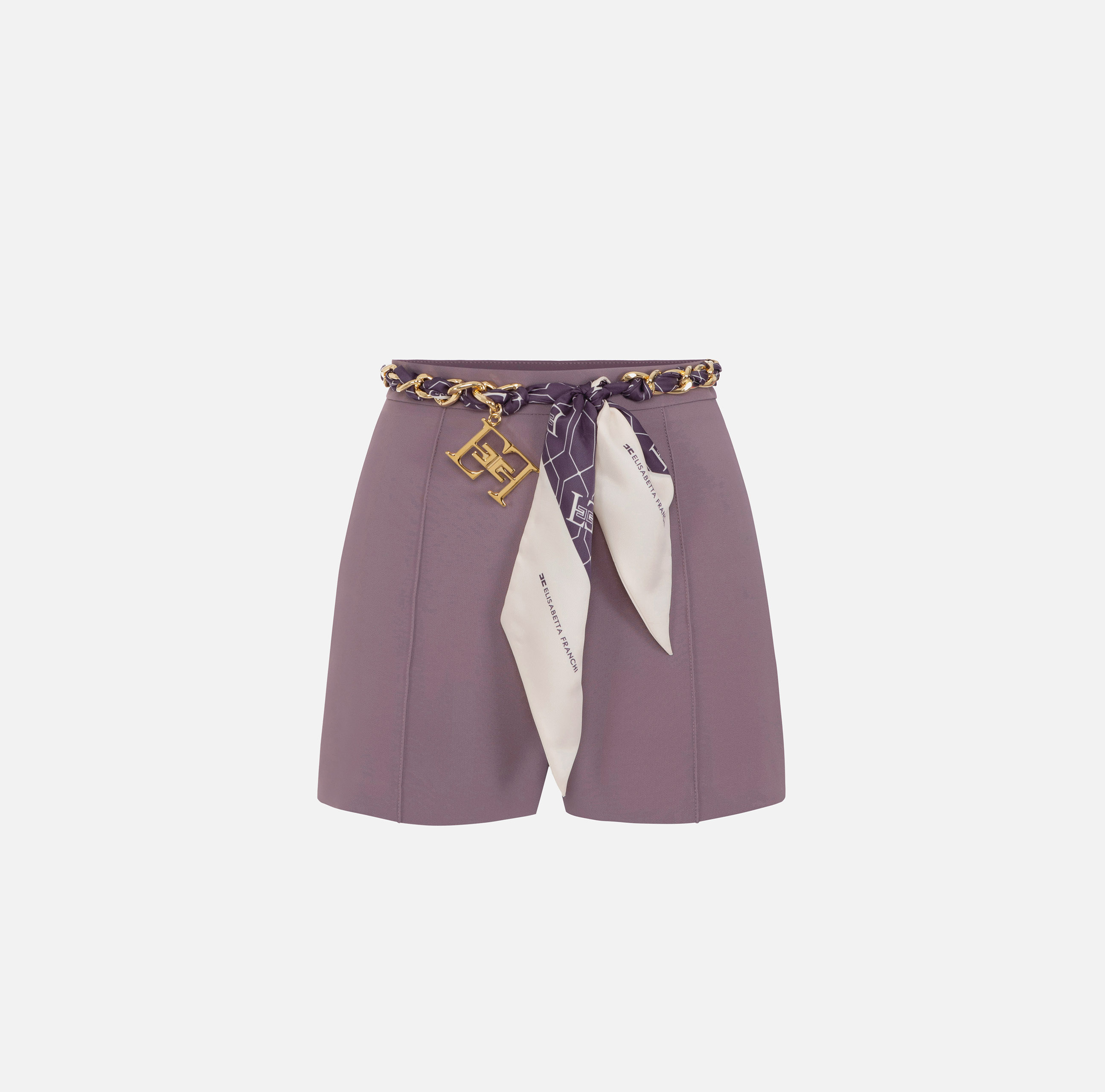 Double crêpe shorts with foulard chain belt - ABBIGLIAMENTO - Elisabetta Franchi