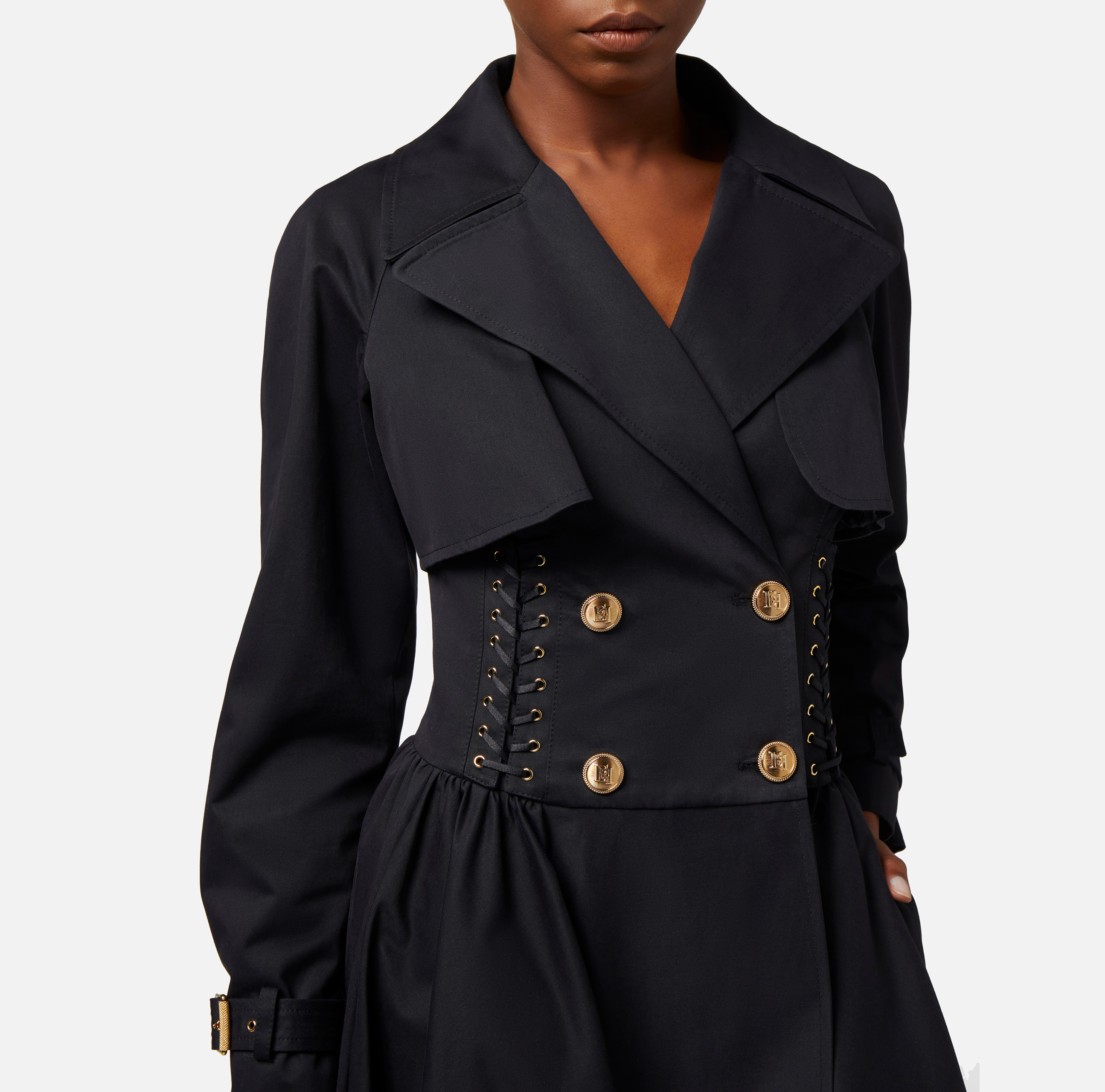 Cotton trench coat in a frock coat design - Elisabetta Franchi