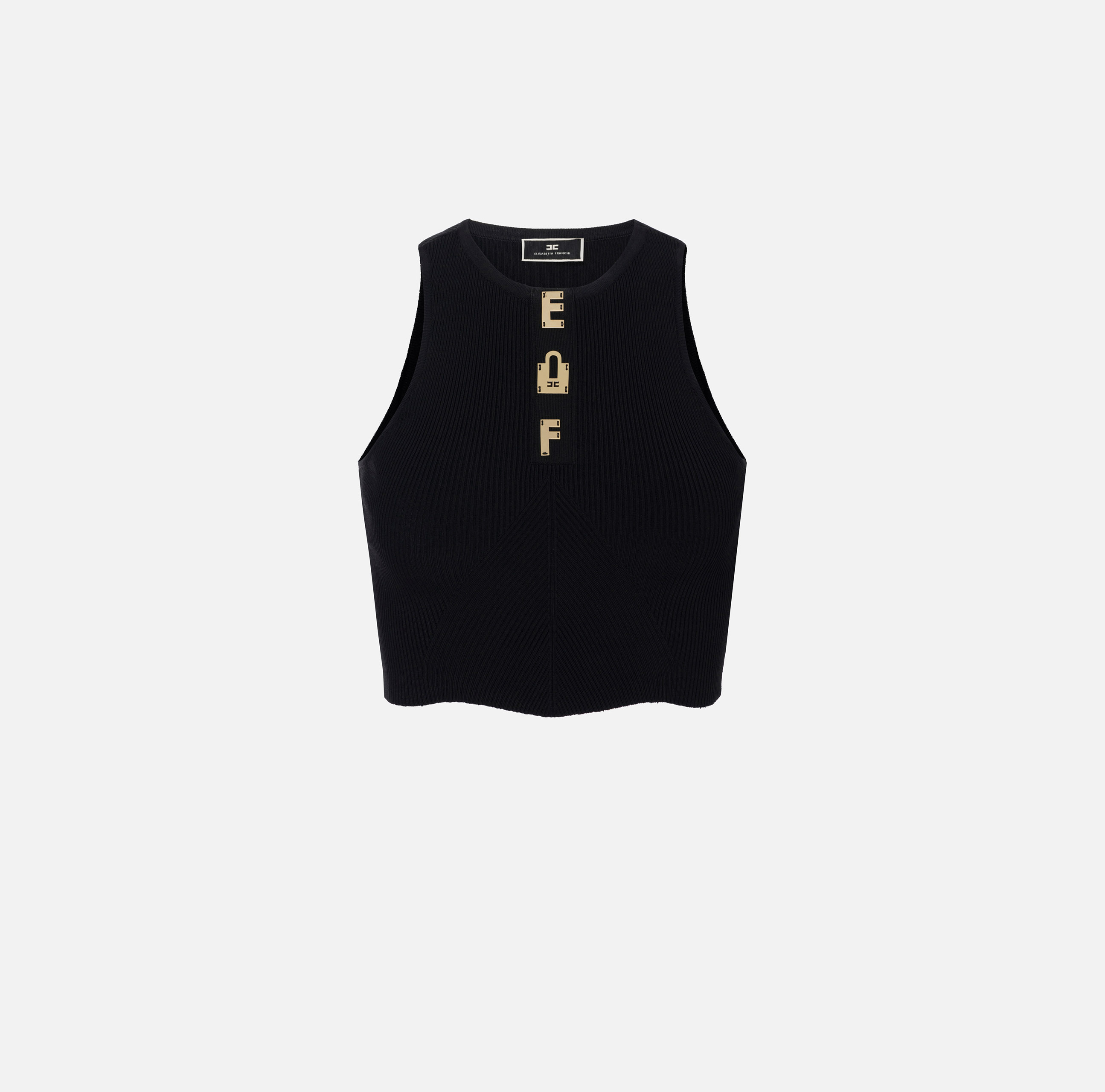 Viscose cropped top with lettering - Elisabetta Franchi