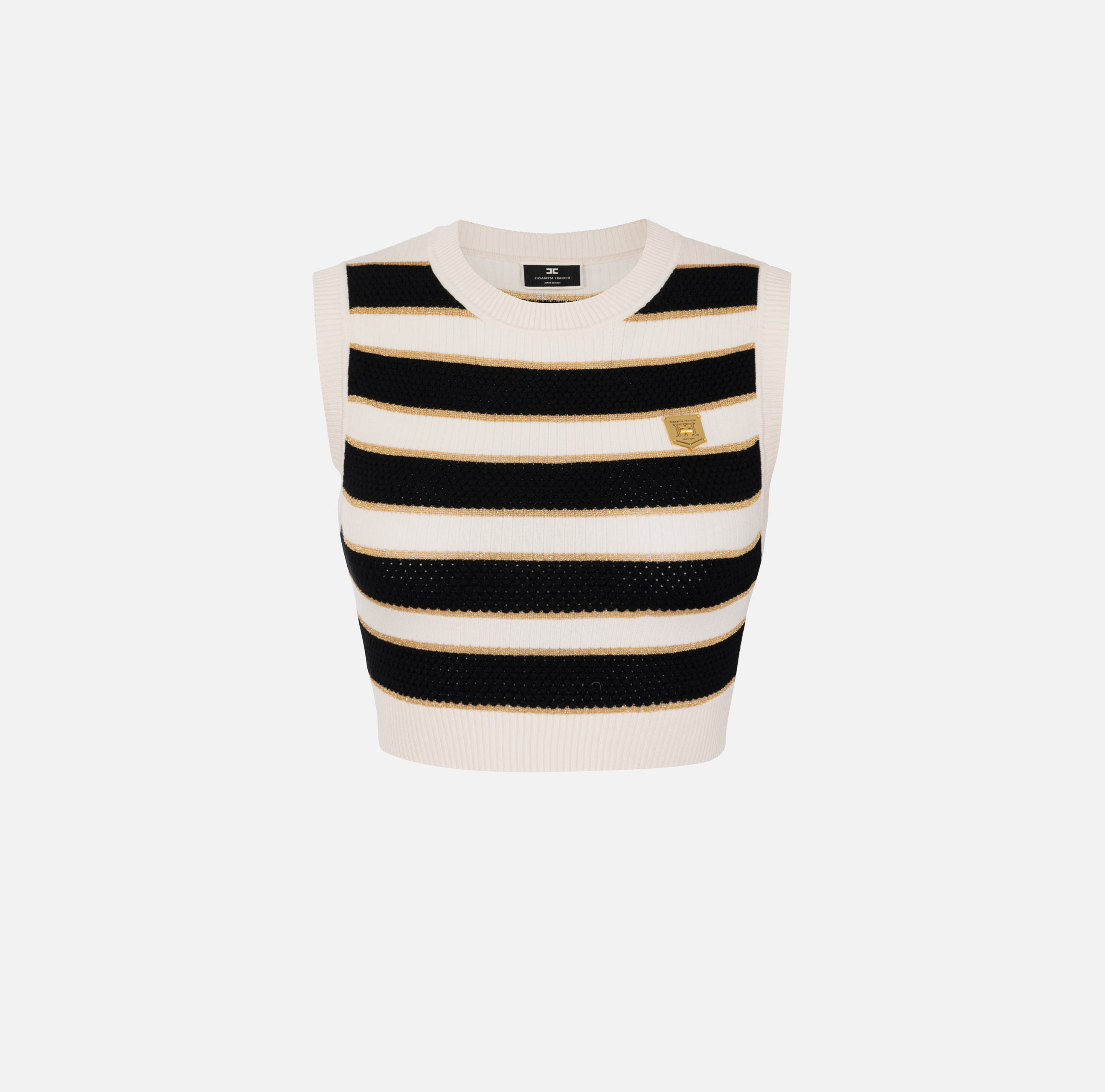 Striped lurex viscose cropped top - ABBIGLIAMENTO - Elisabetta Franchi