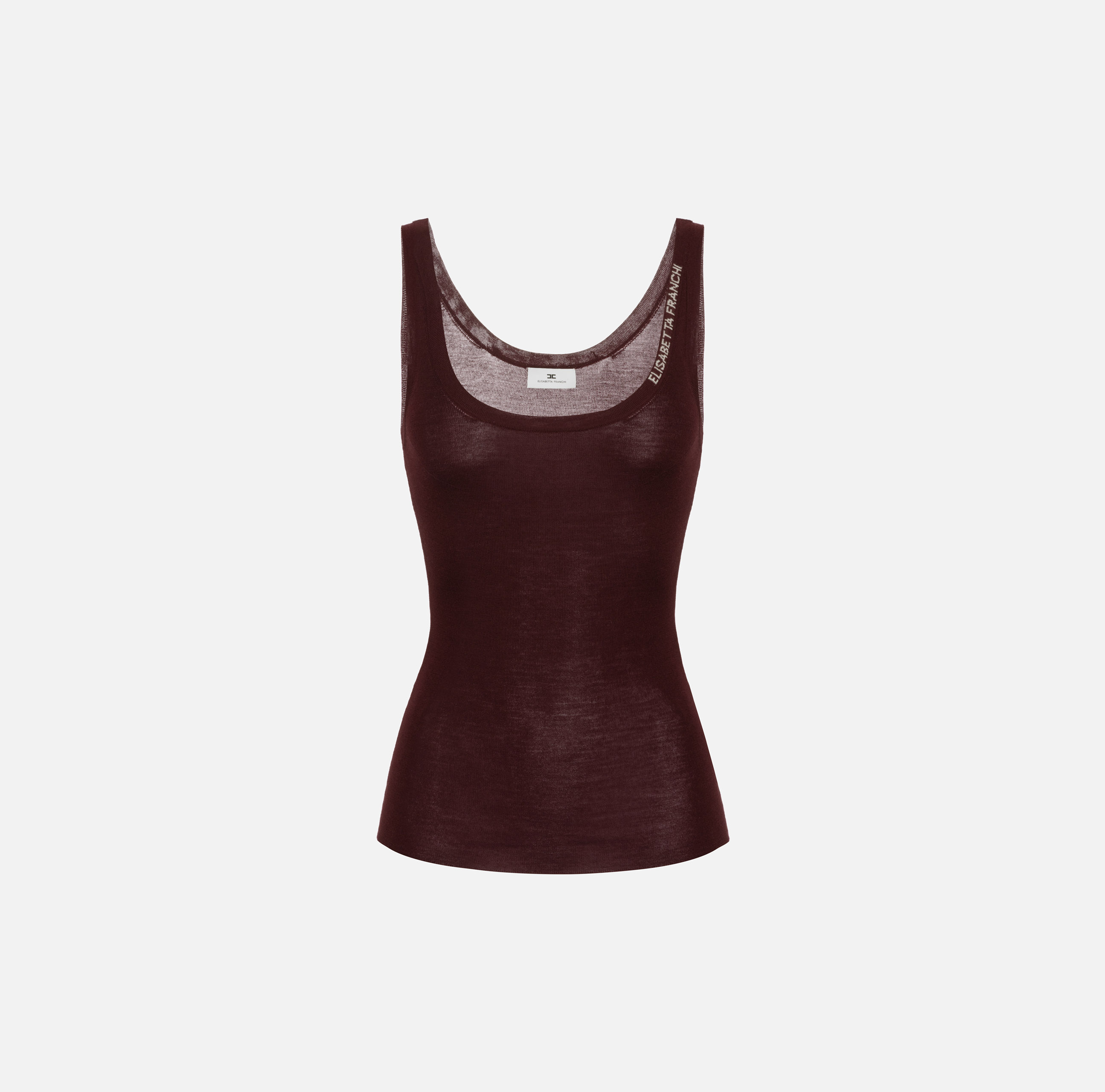 Turtleneck top in merino wool fabric with jacquard logo - Elisabetta Franchi