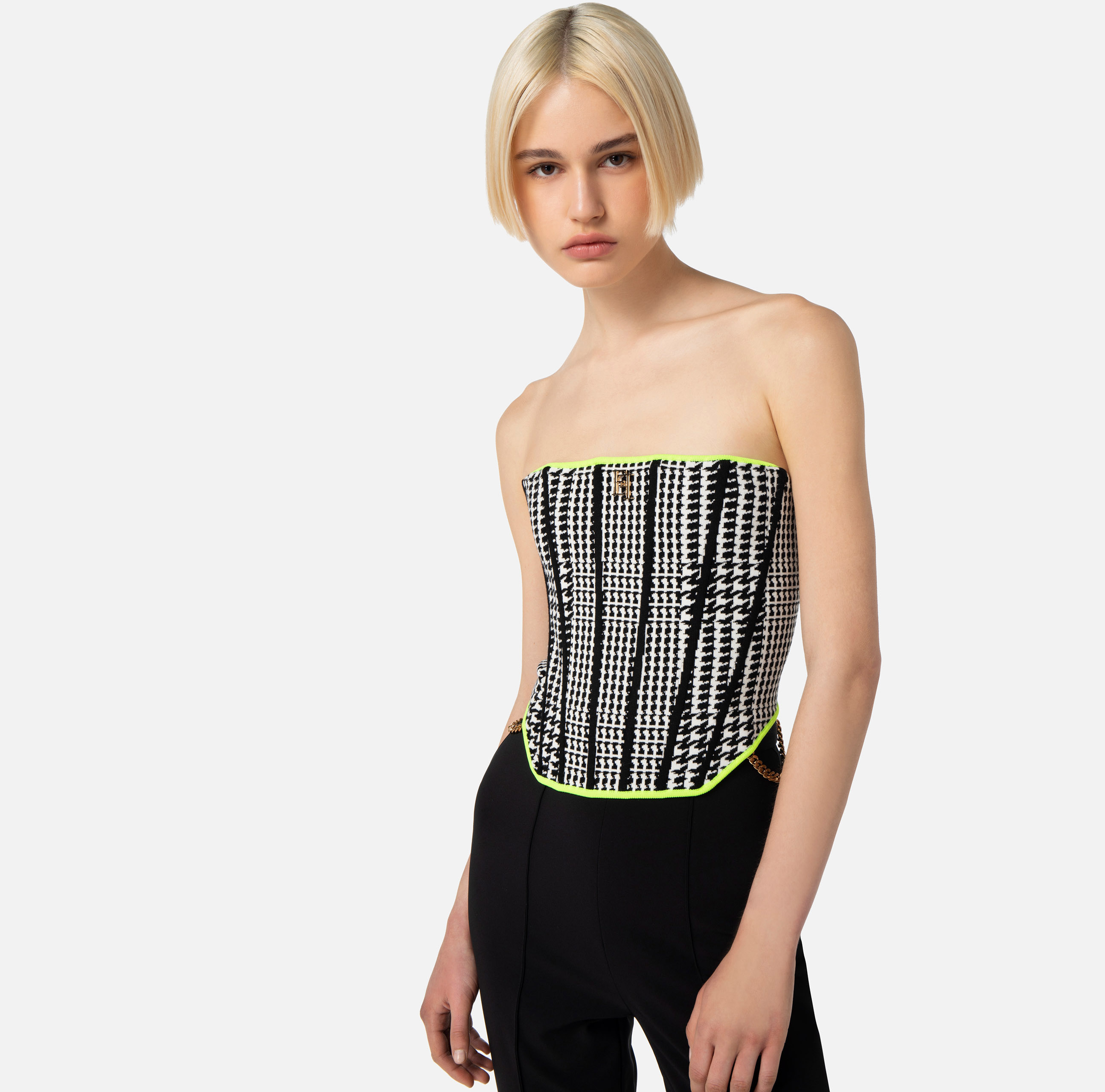 Bustier top with logo plaque - Elisabetta Franchi