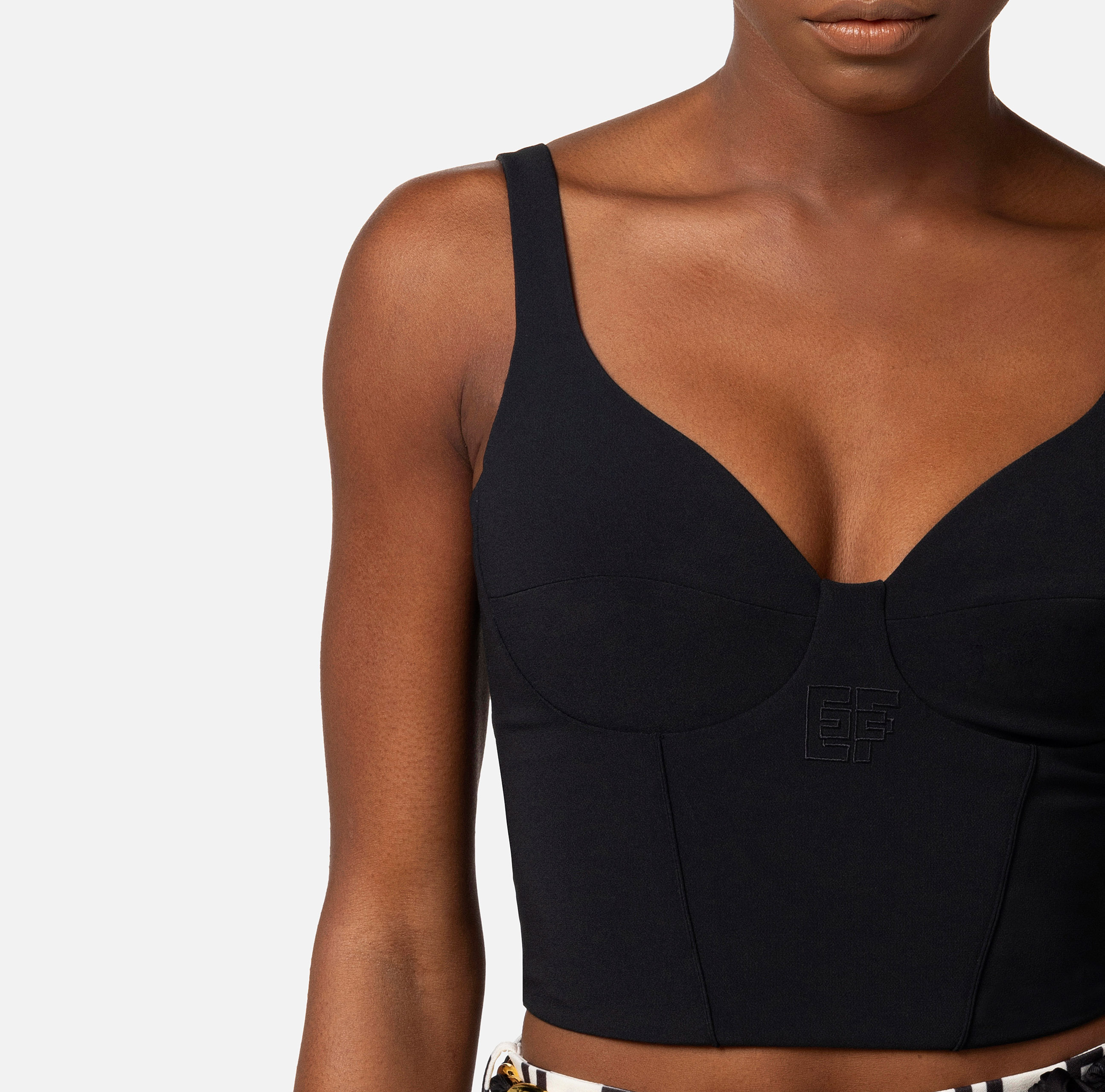 Bustier top in stretch crêpe with embroidery - Elisabetta Franchi