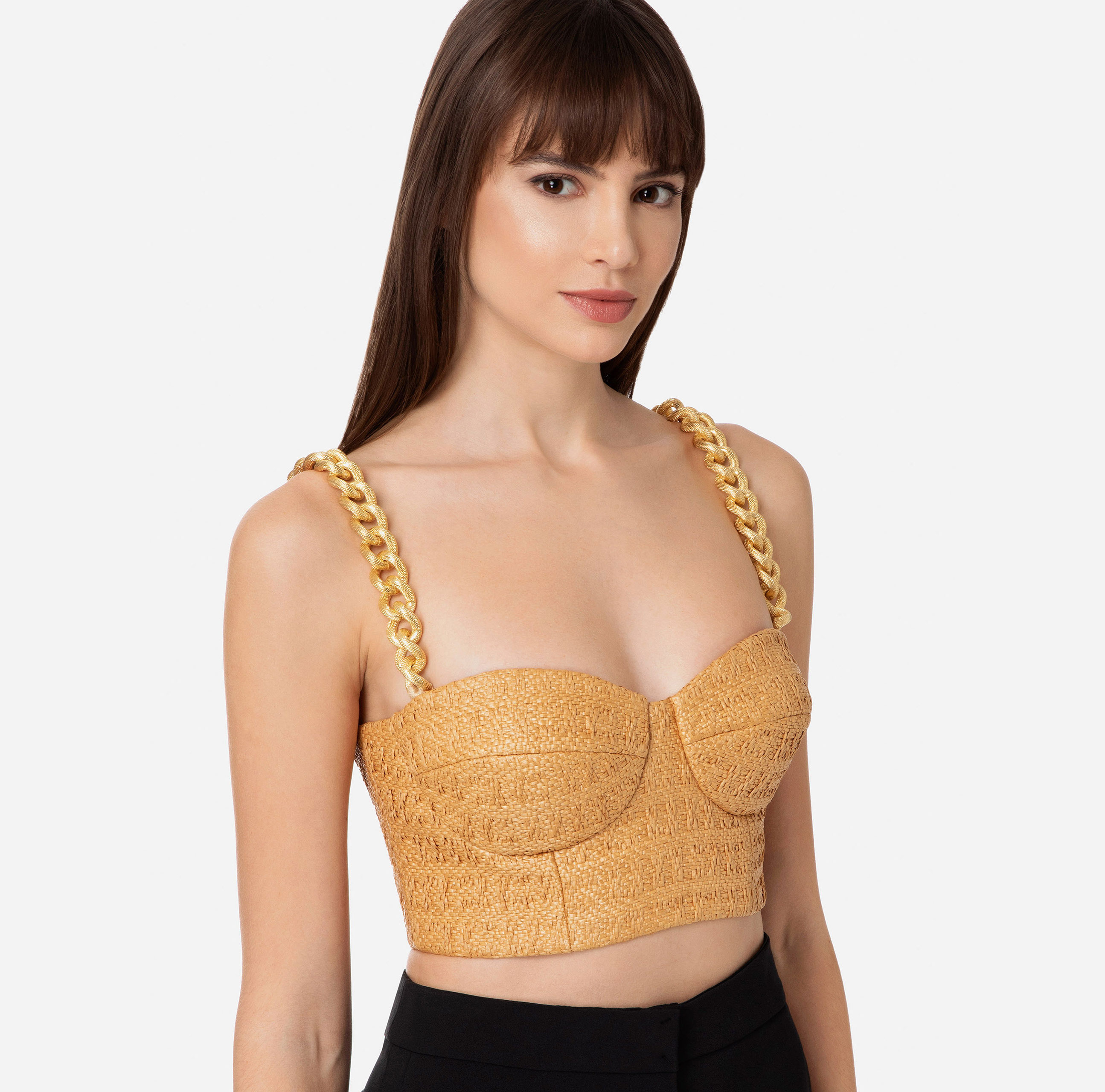 Raffia top with cups - Elisabetta Franchi