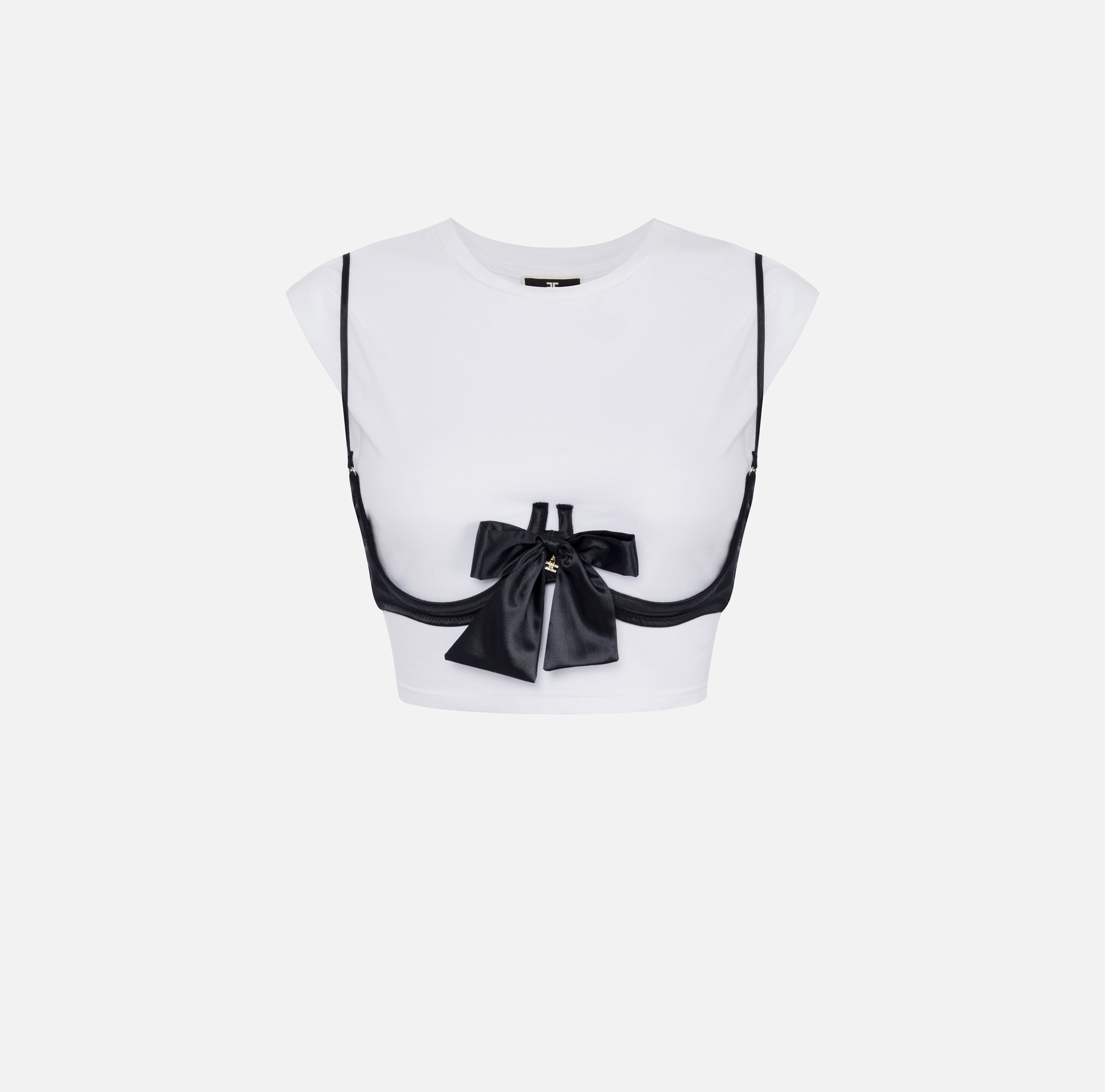 Cotton T-shirt with bra accessory - ABBIGLIAMENTO - Elisabetta Franchi