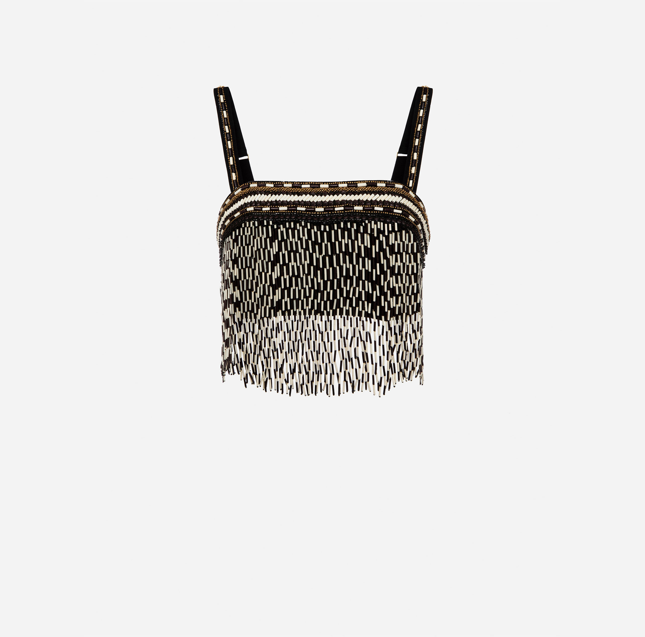 Top with ethnic embroidery and two-tone fringe - Elisabetta Franchi