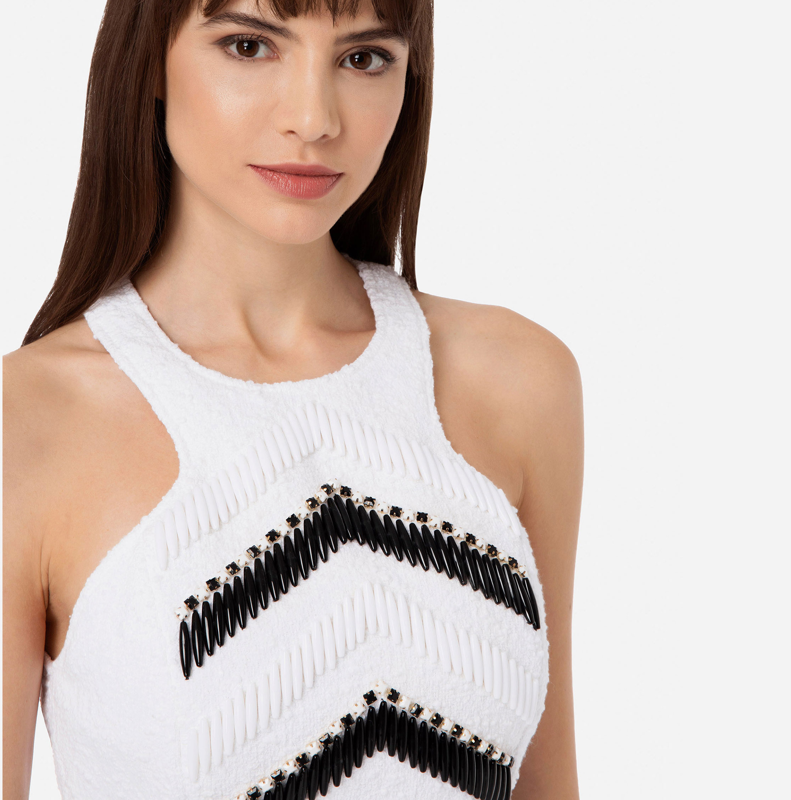 Cropped top in embroidered tweed - Elisabetta Franchi
