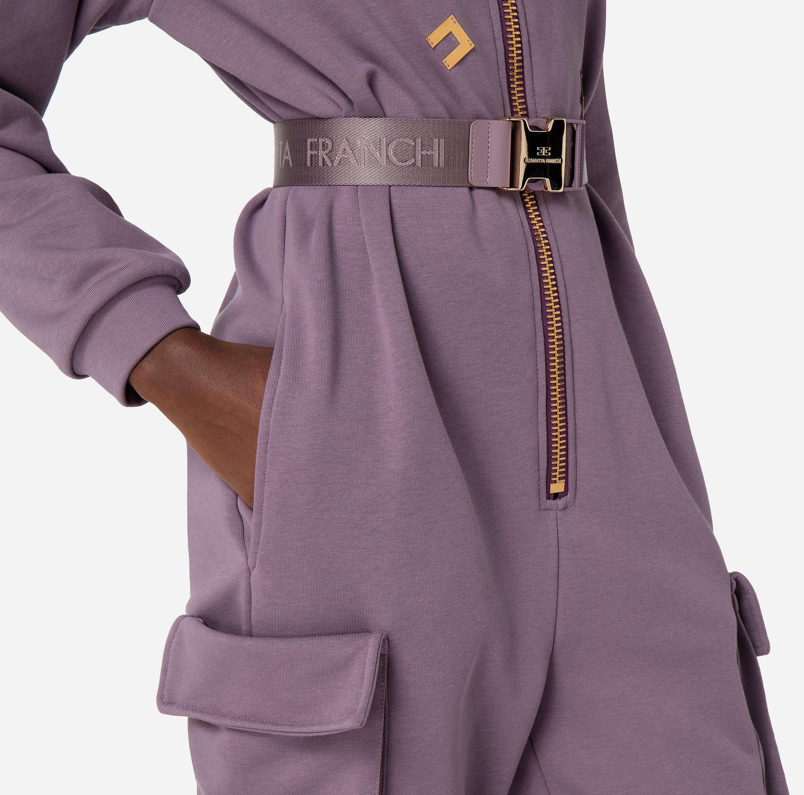 Fleece jumpsuit with lettering - Elisabetta Franchi