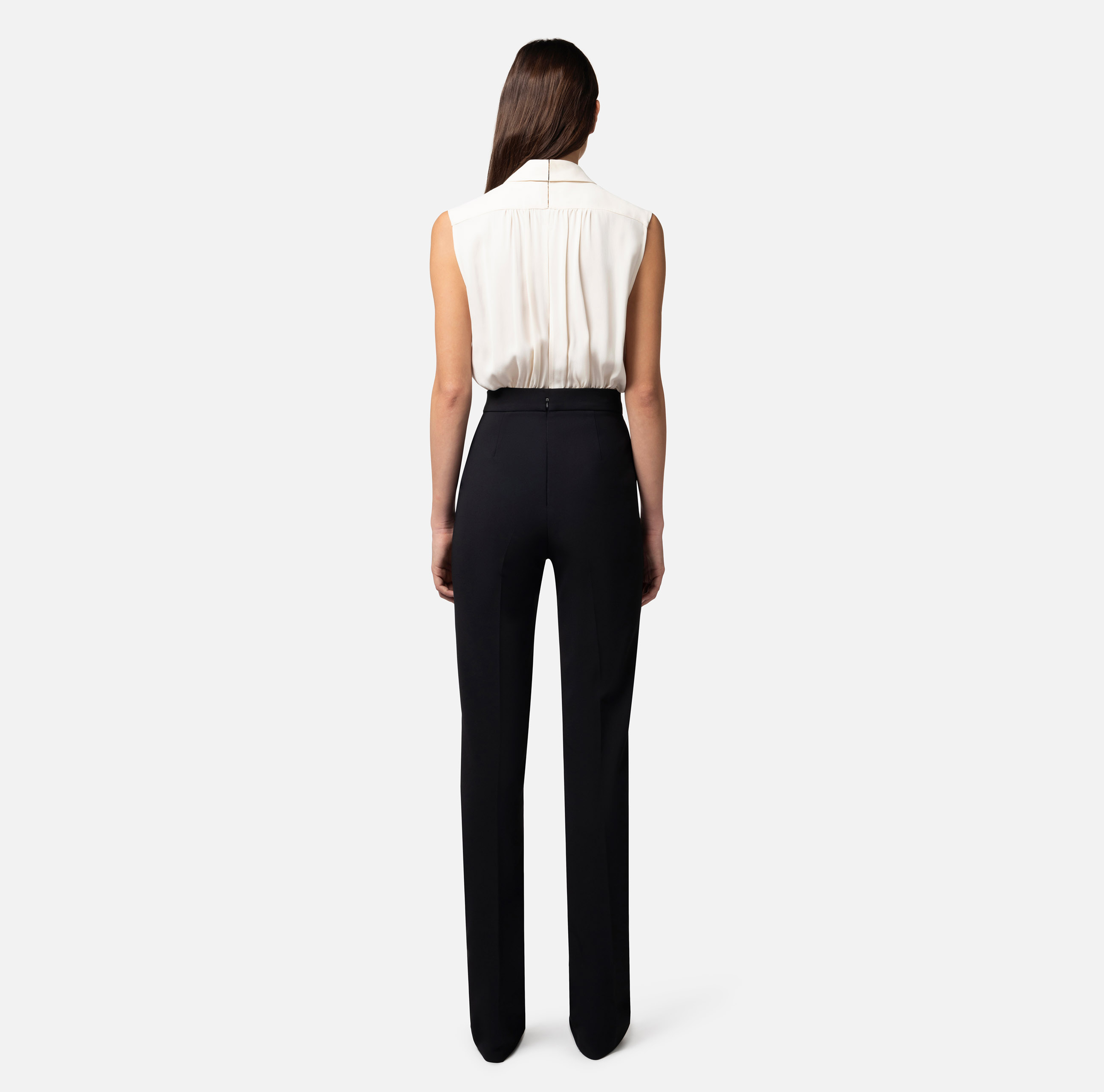 Crêpe and viscose combined jumpsuit with tie - Elisabetta Franchi