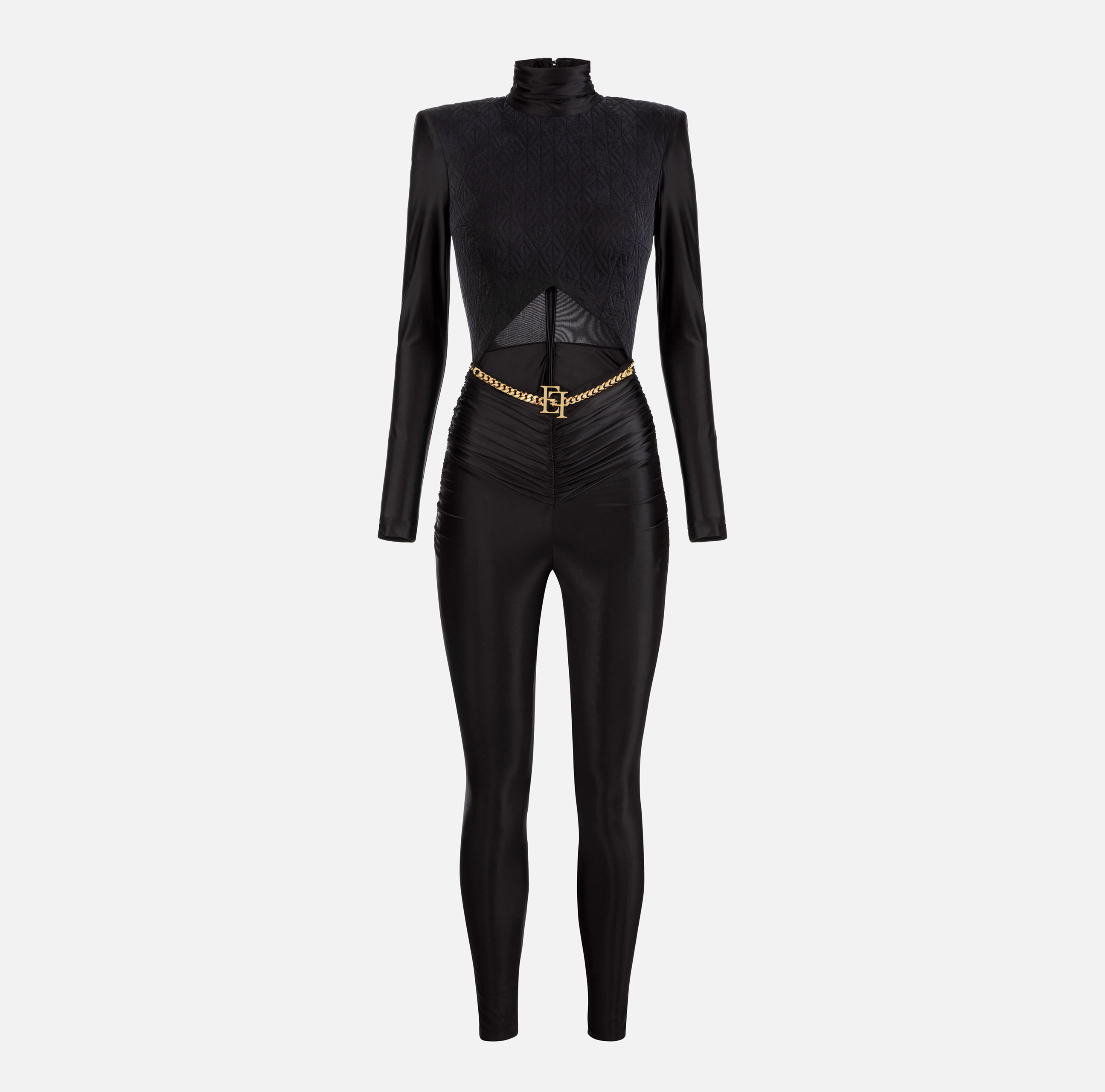 Jumpsuit in Lycra fabric with embossed diamond print - ABBIGLIAMENTO - Elisabetta Franchi