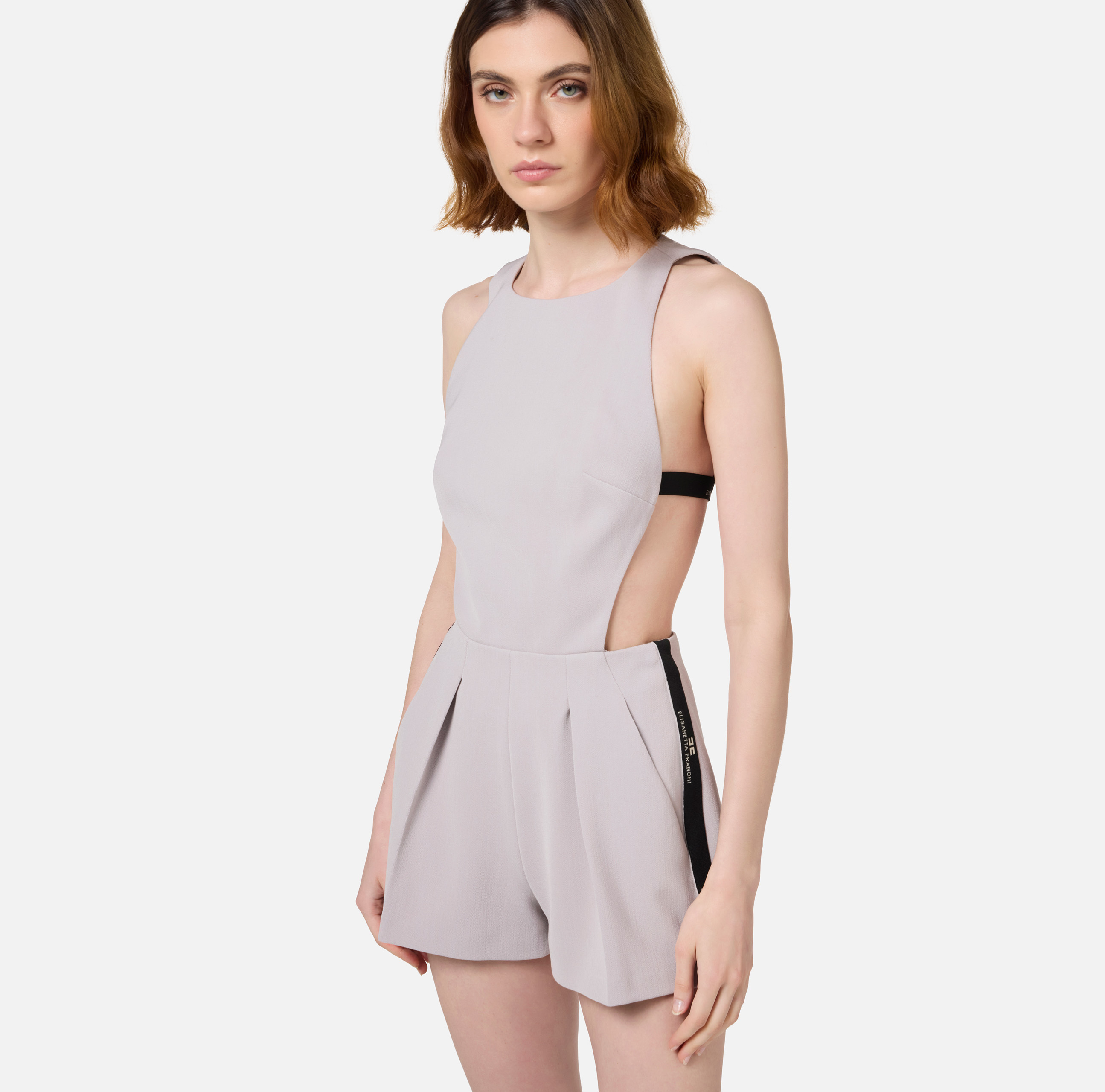 Cool wool romper suit with logoed elastic band - Elisabetta Franchi