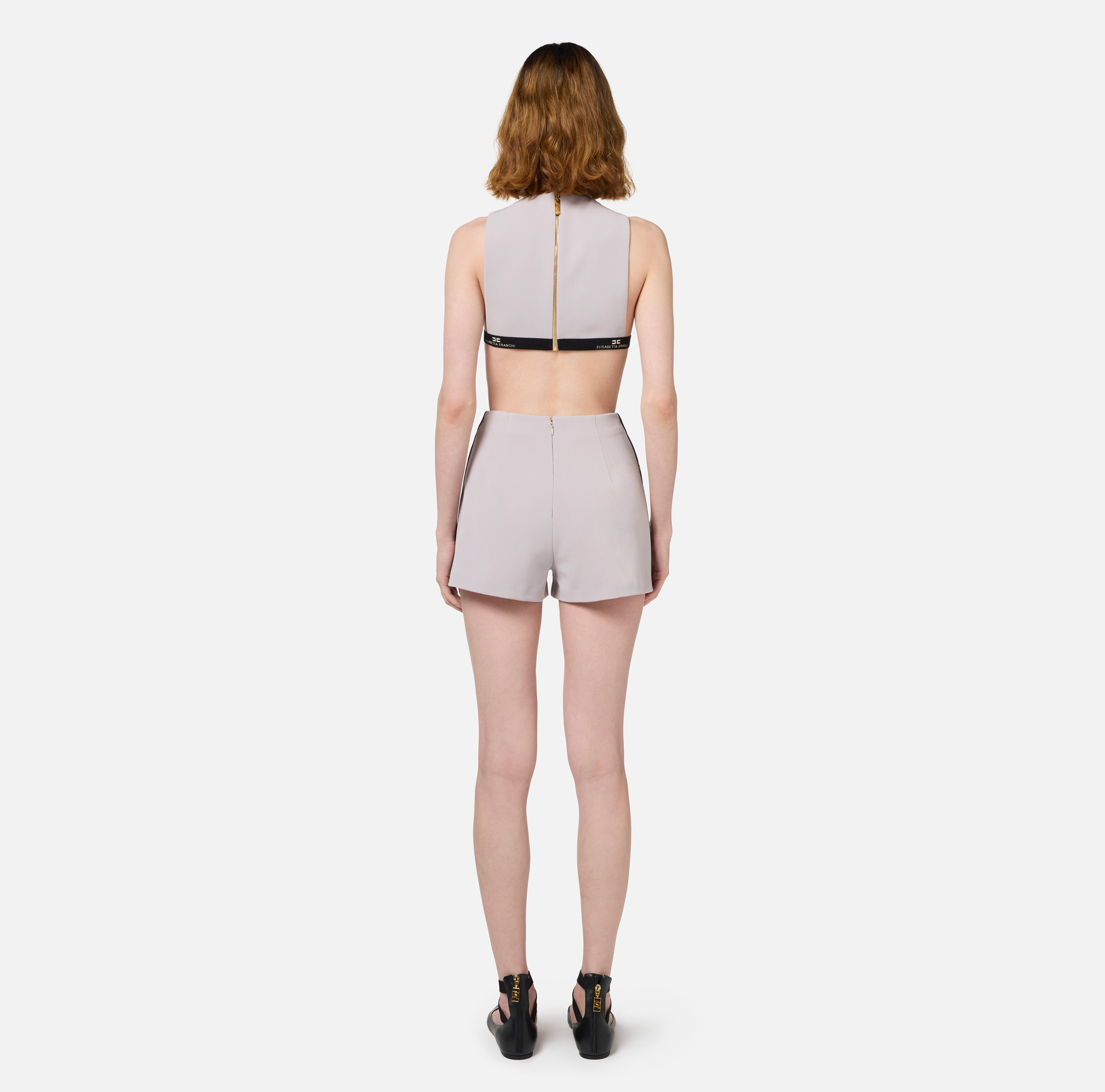 Cool wool romper suit with logoed elastic band - Elisabetta Franchi